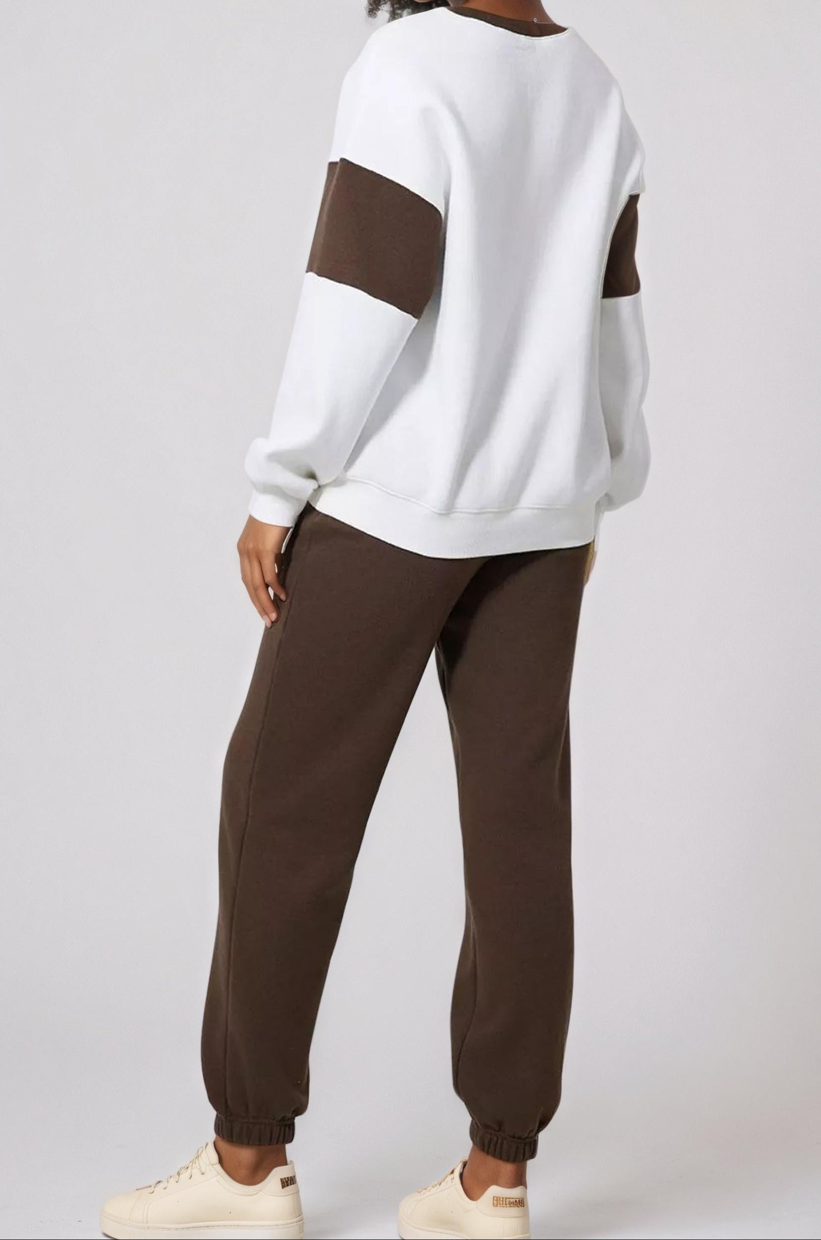 Drop Shoulder Loose Sweatshirt and Joggers Active Set