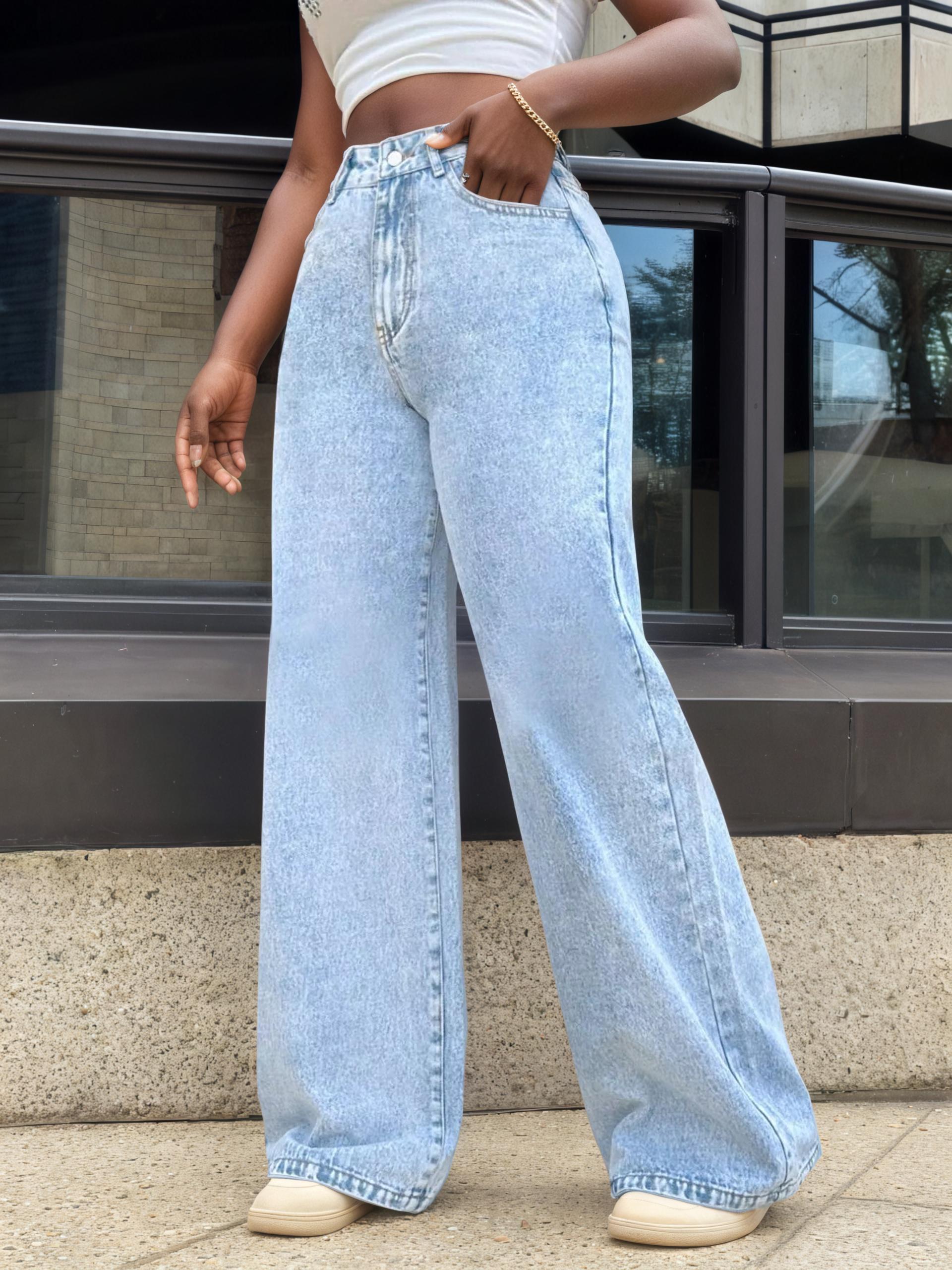High-Waisted Wide Leg Jeans