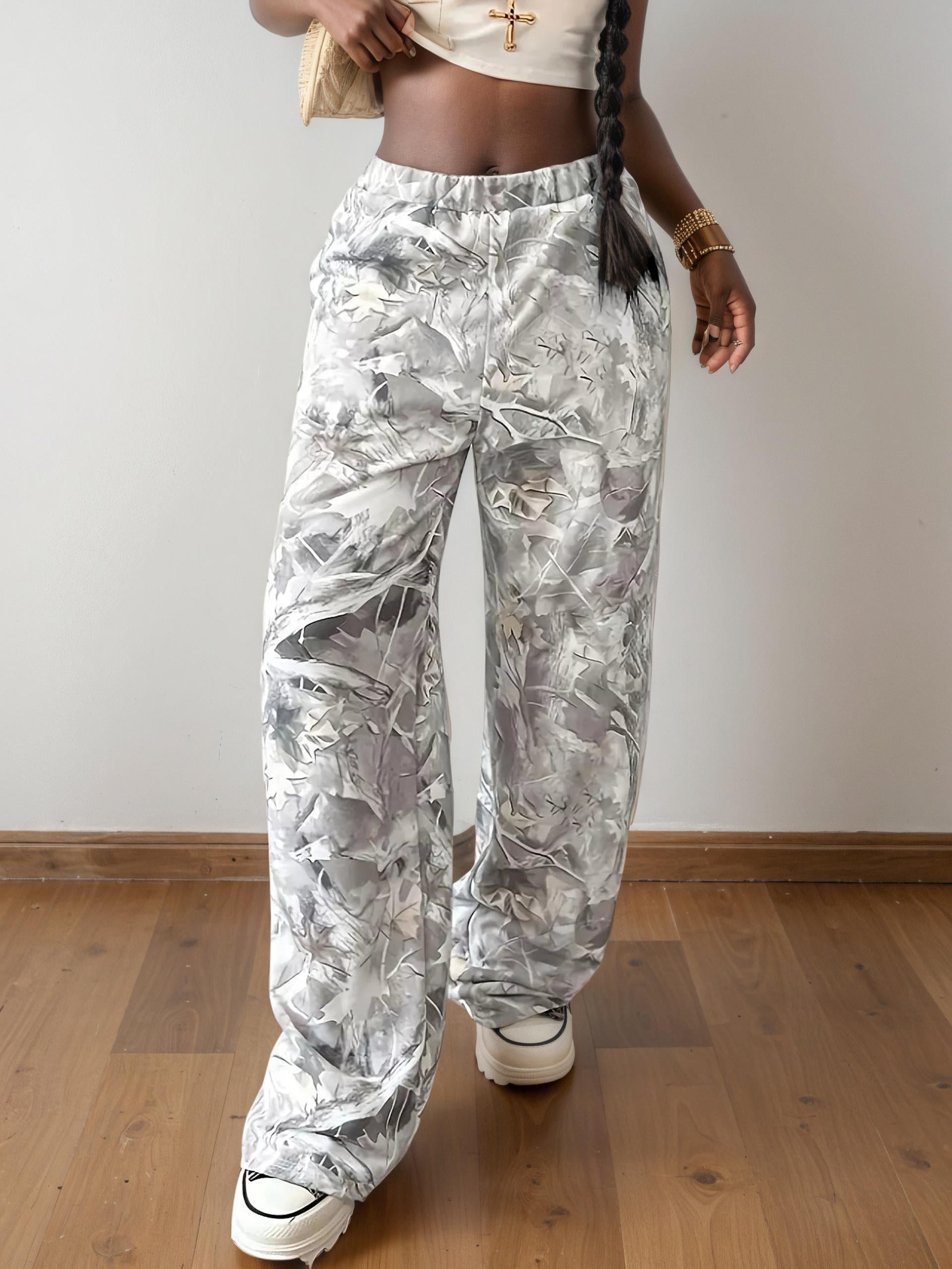 Abstract Print Wide Leg Pants