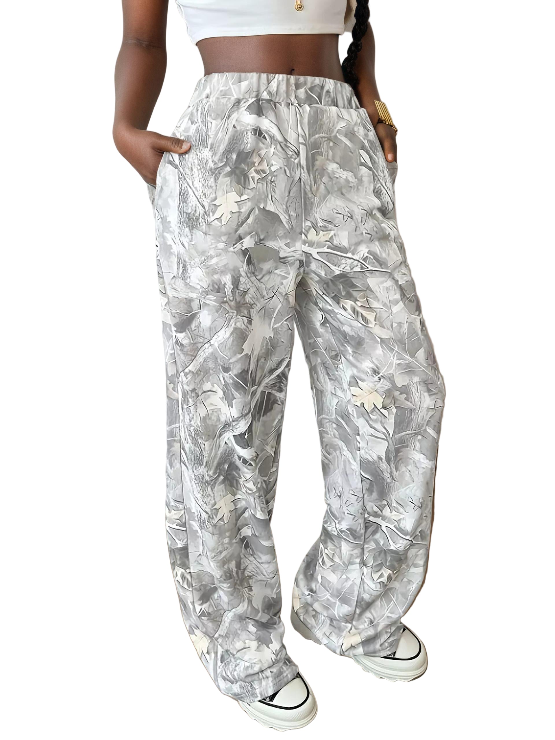 Abstract Print Wide Leg Pants