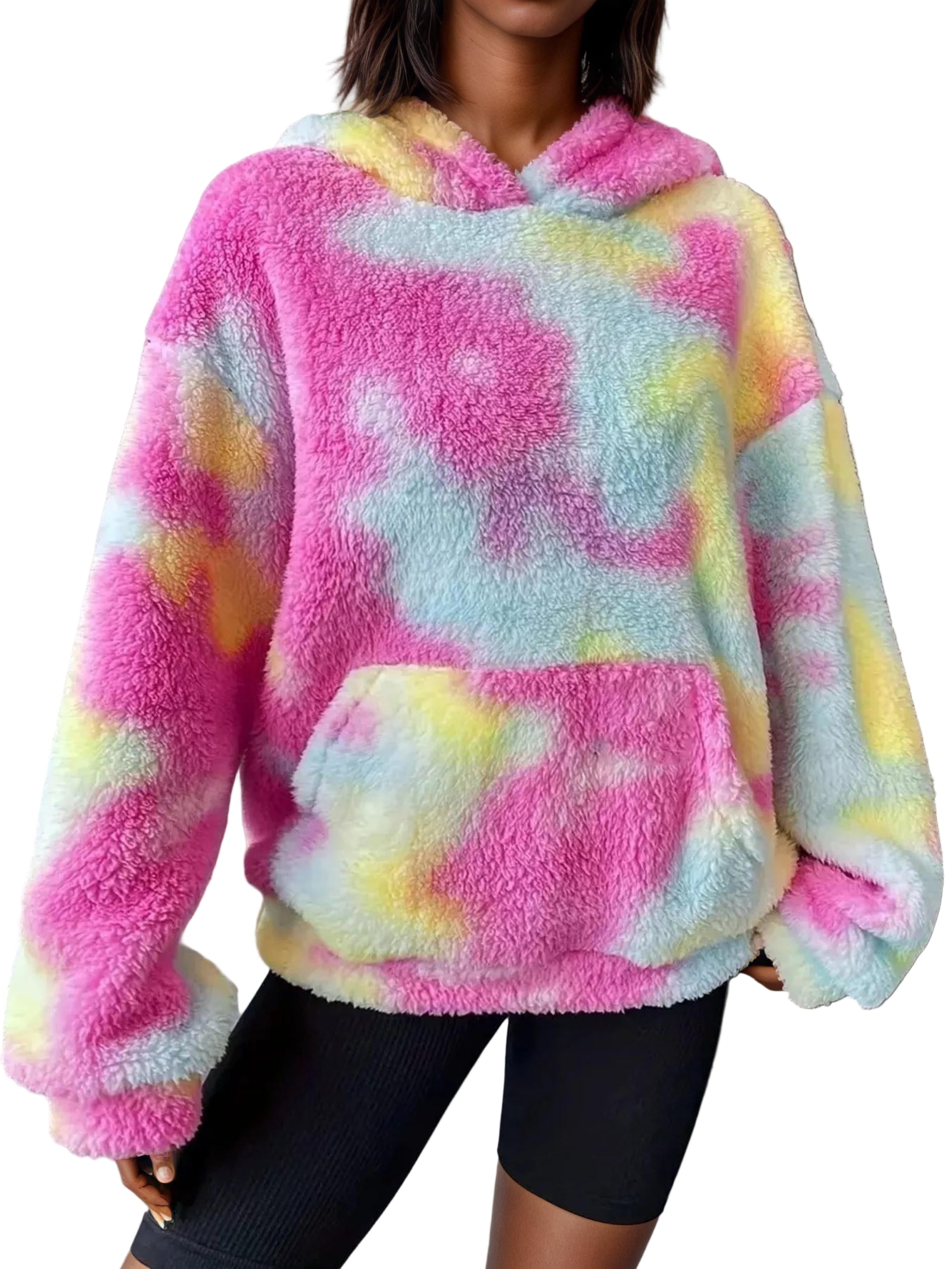 Tie-Dye Plush Fleece Hoodie