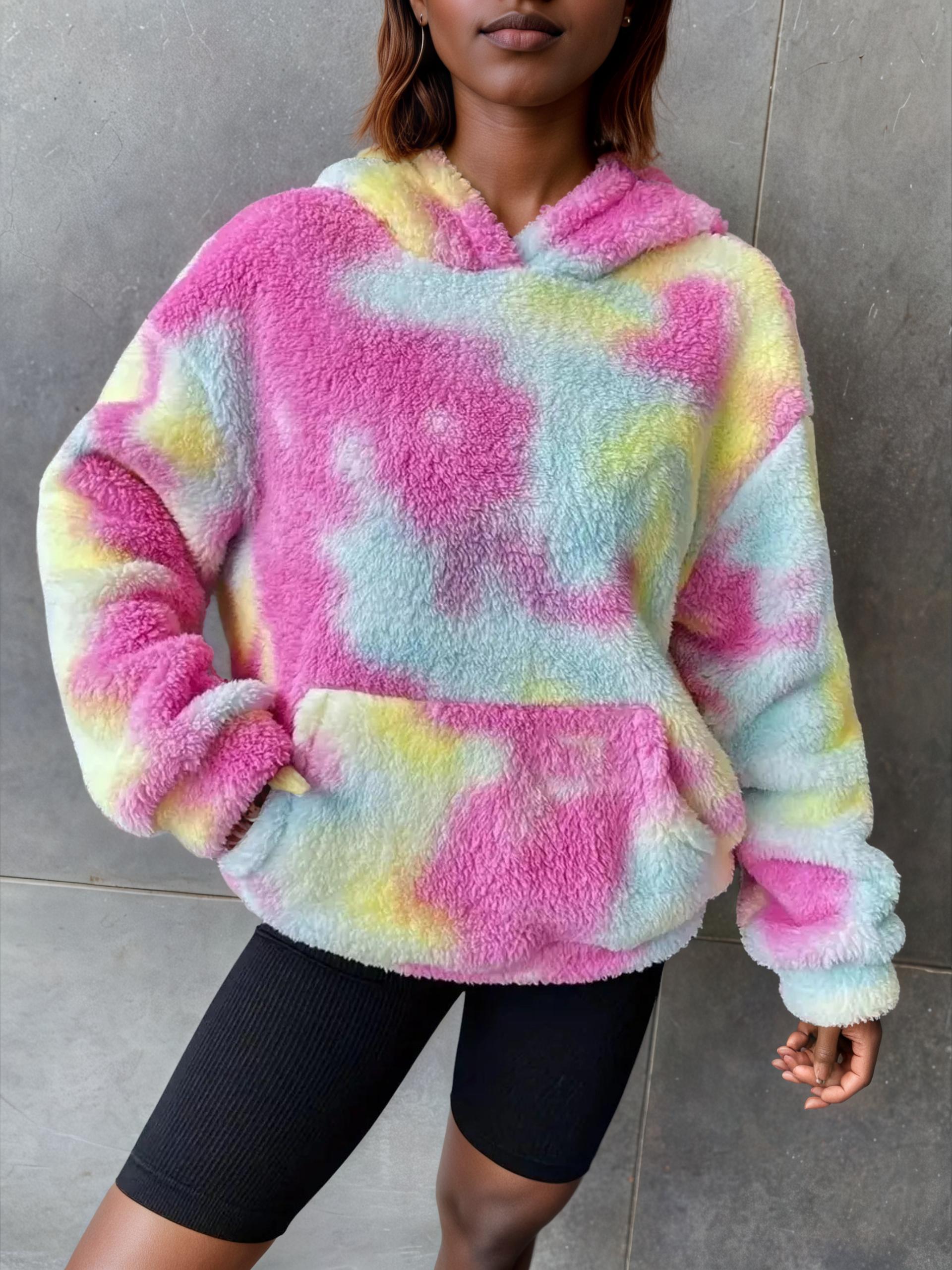 Tie-Dye Plush Fleece Hoodie