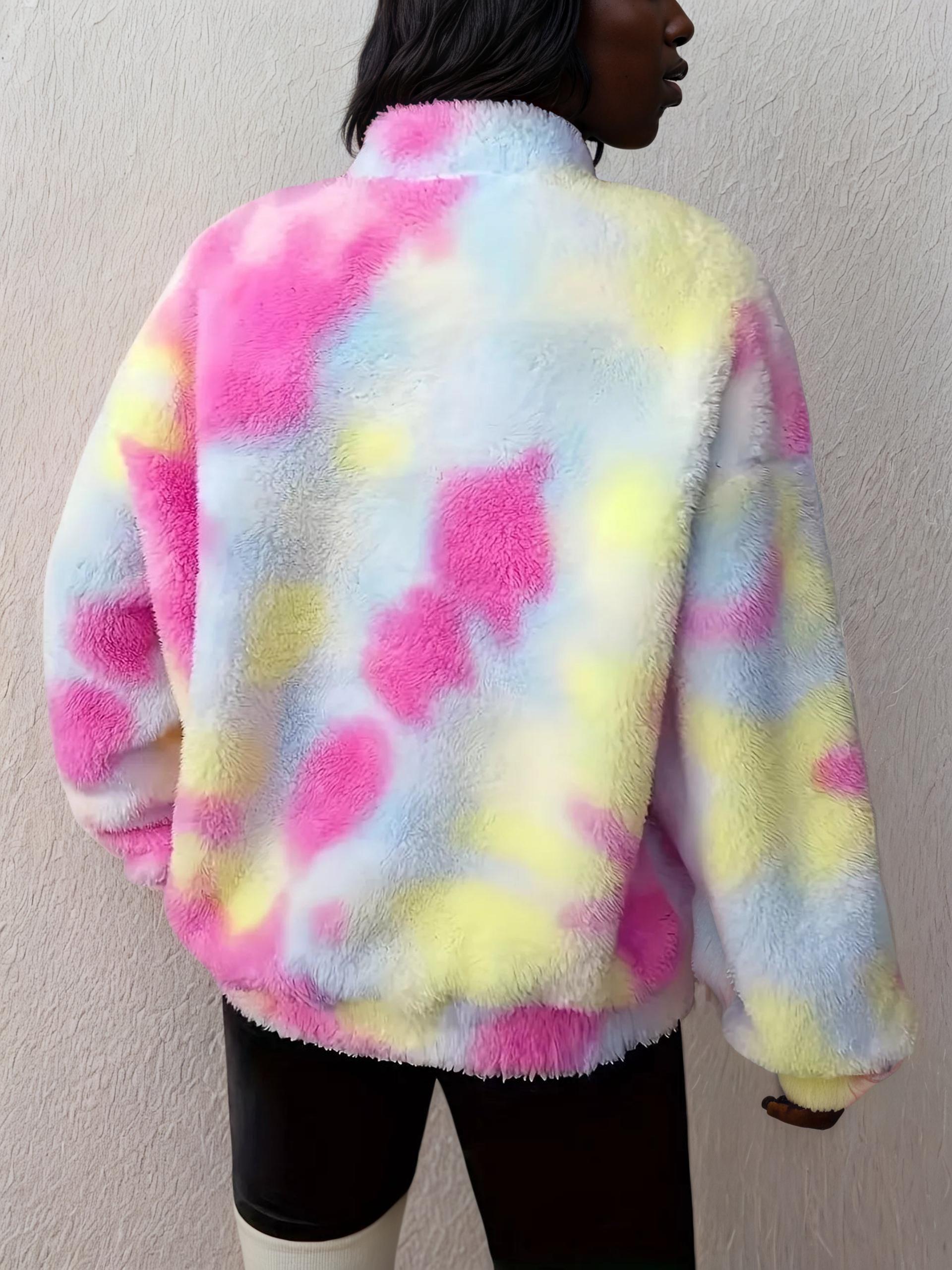 Tie-Dye Fuzzy Quarter Zip Sweatshirt