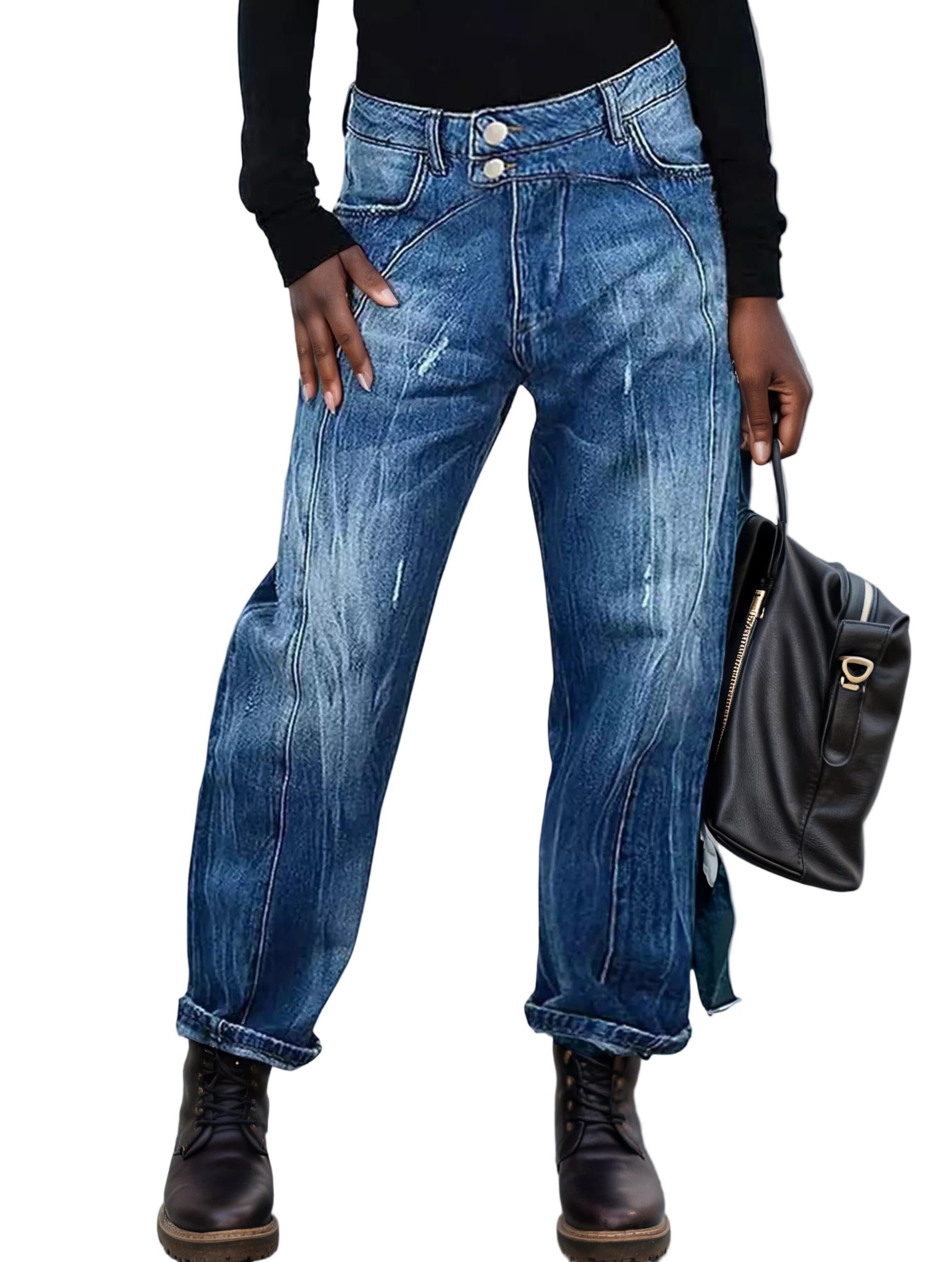 Wide Leg Jeans with Pockets