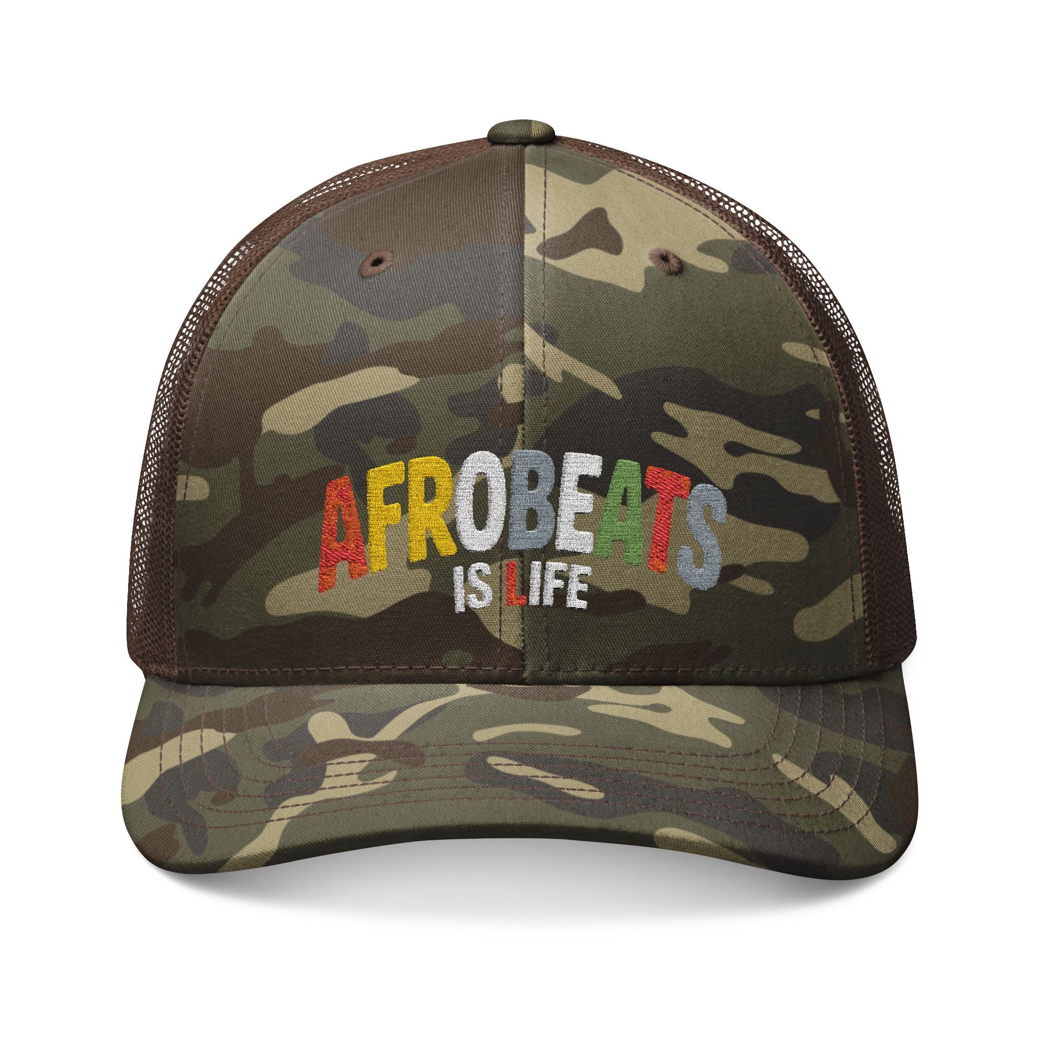 'Afrobeats is Life' Camouflage Trucker Hat (Embroidery)