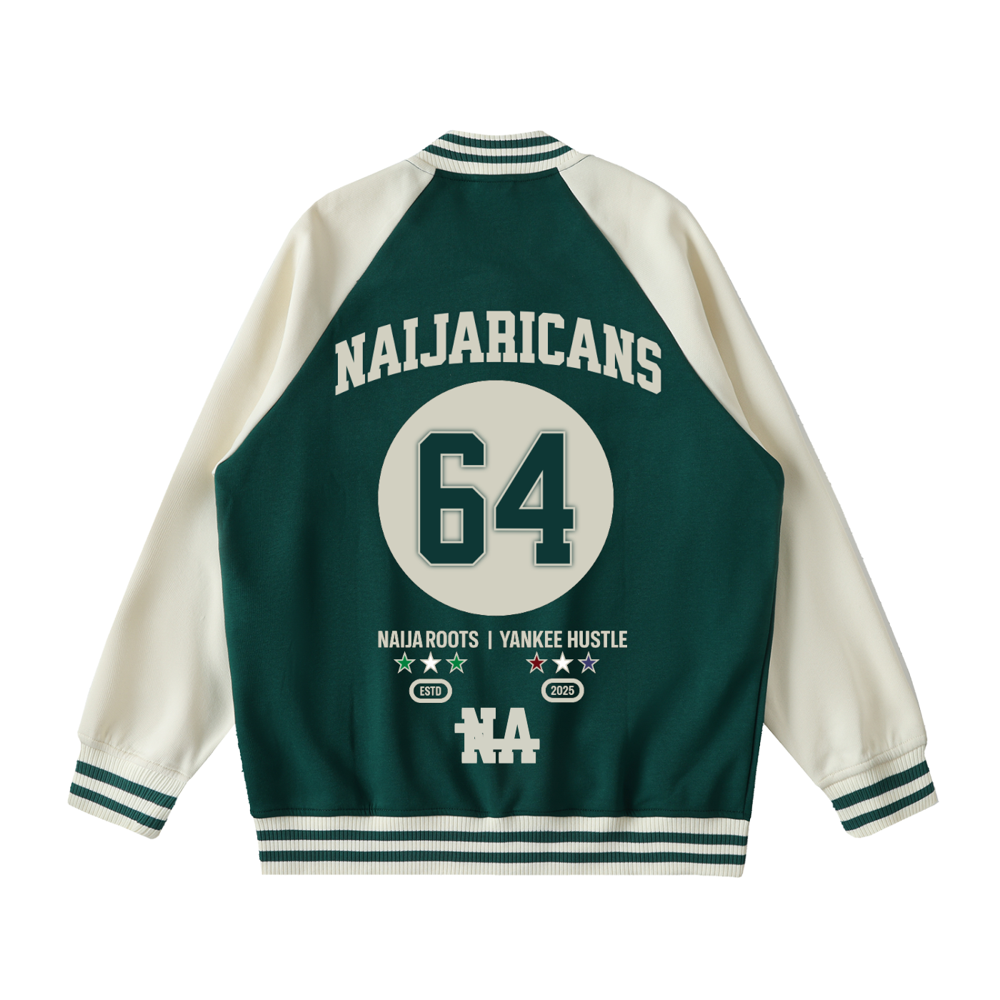 Two Tone Raglan Sleeve Varsity "64" Jacket