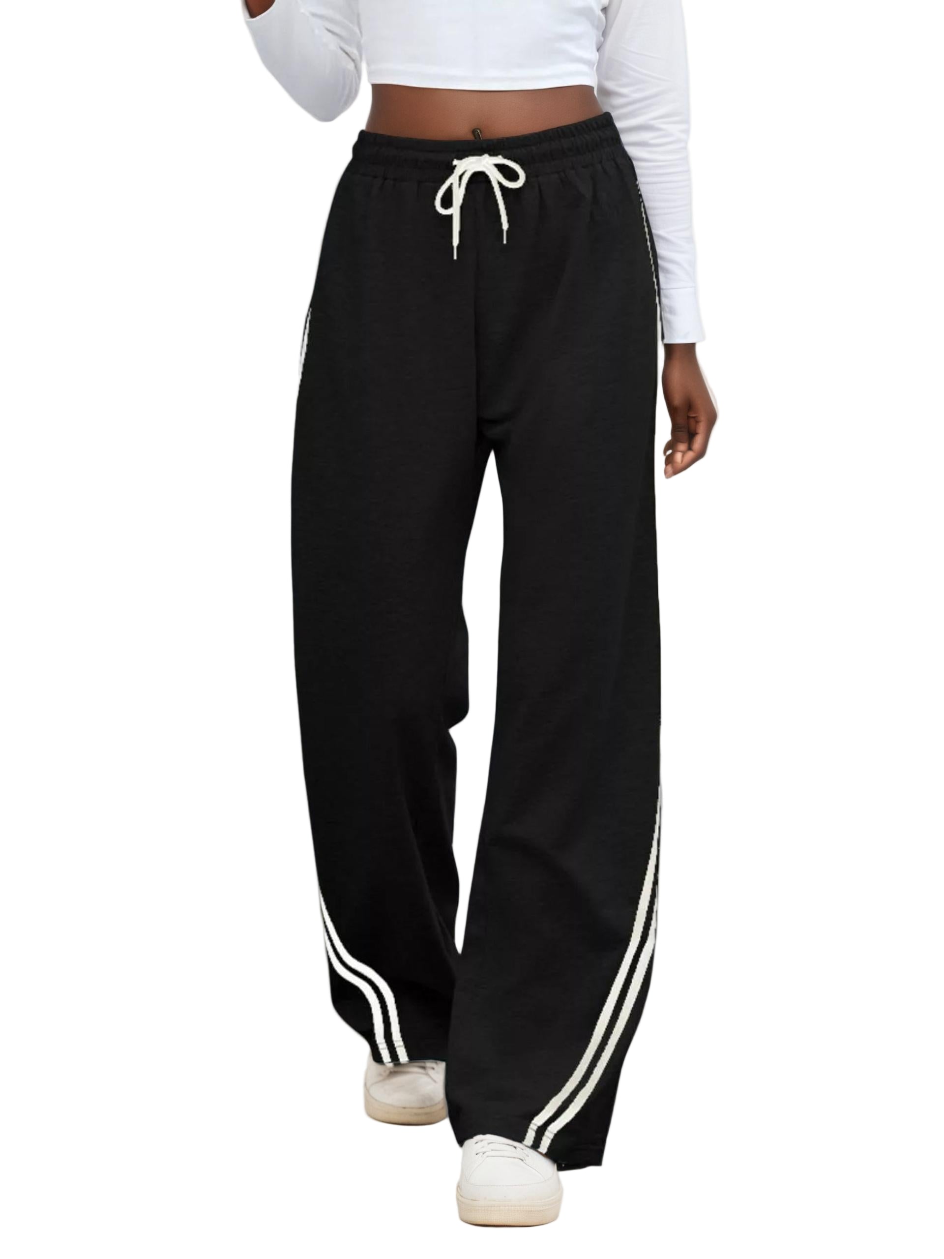 Side Striped Wide Leg Pants