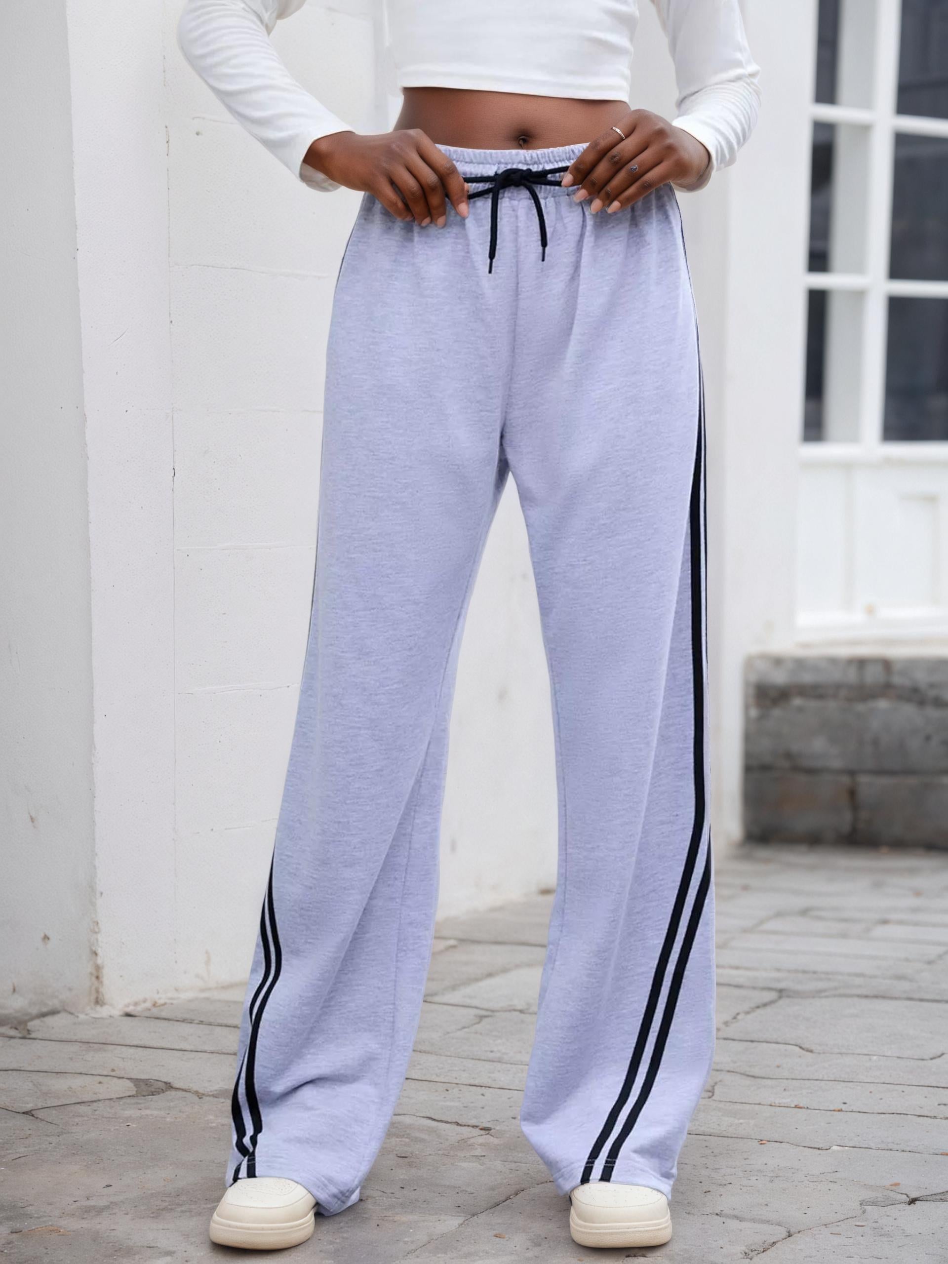 Side Striped Wide Leg Pants