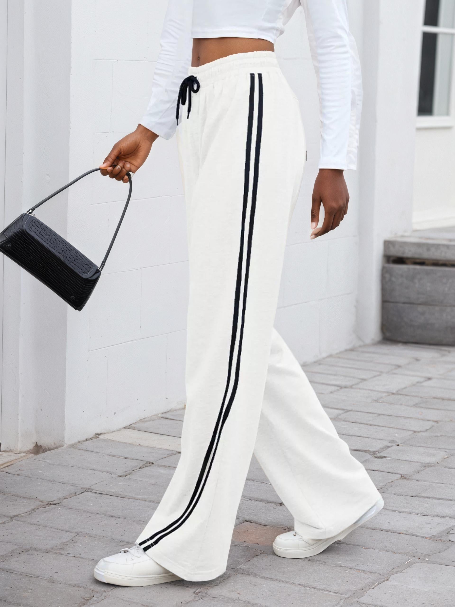 Side Striped Wide Leg Pants