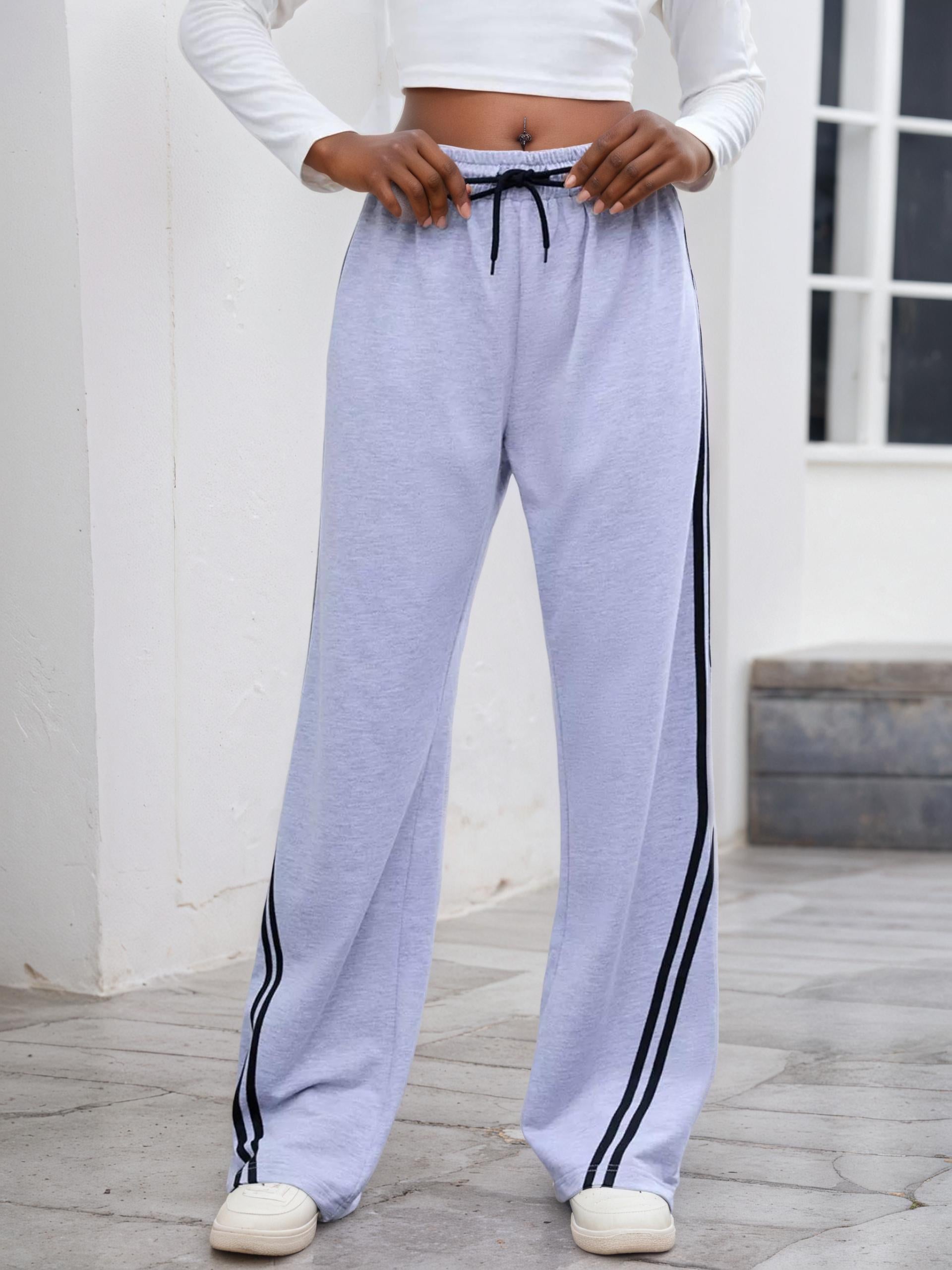 Side Striped Wide Leg Pants