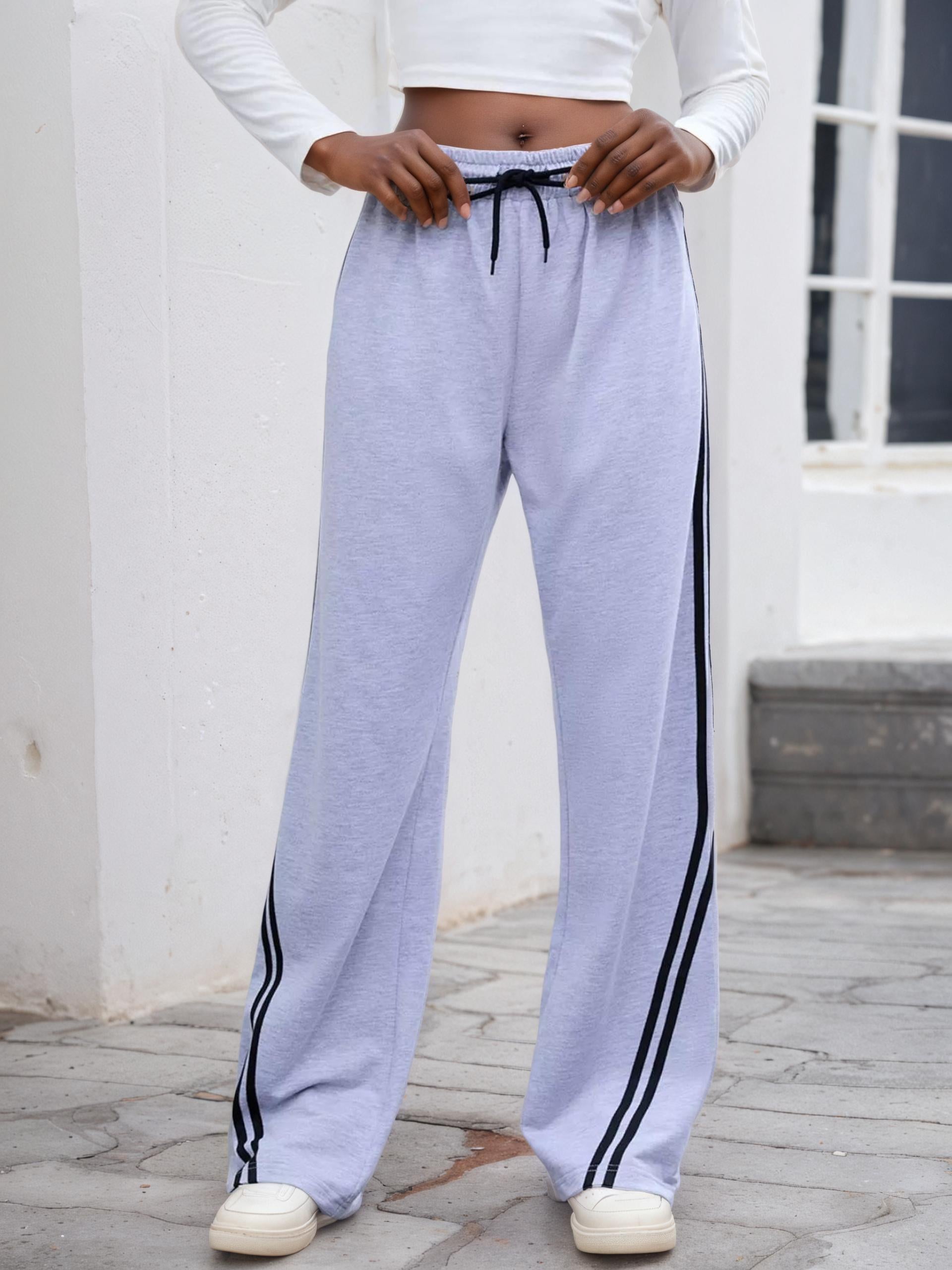 Side Striped Wide Leg Pants