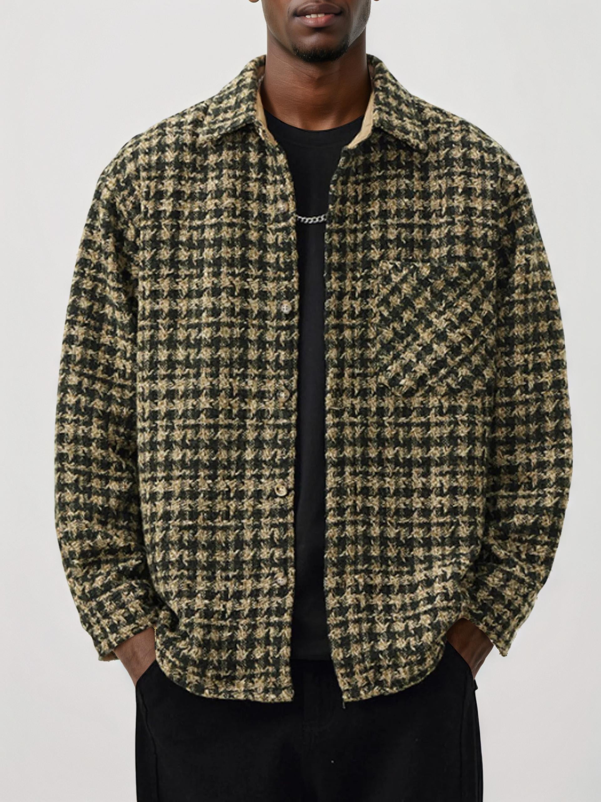 Men's Plus Size Button Up Long Sleeve Jacket