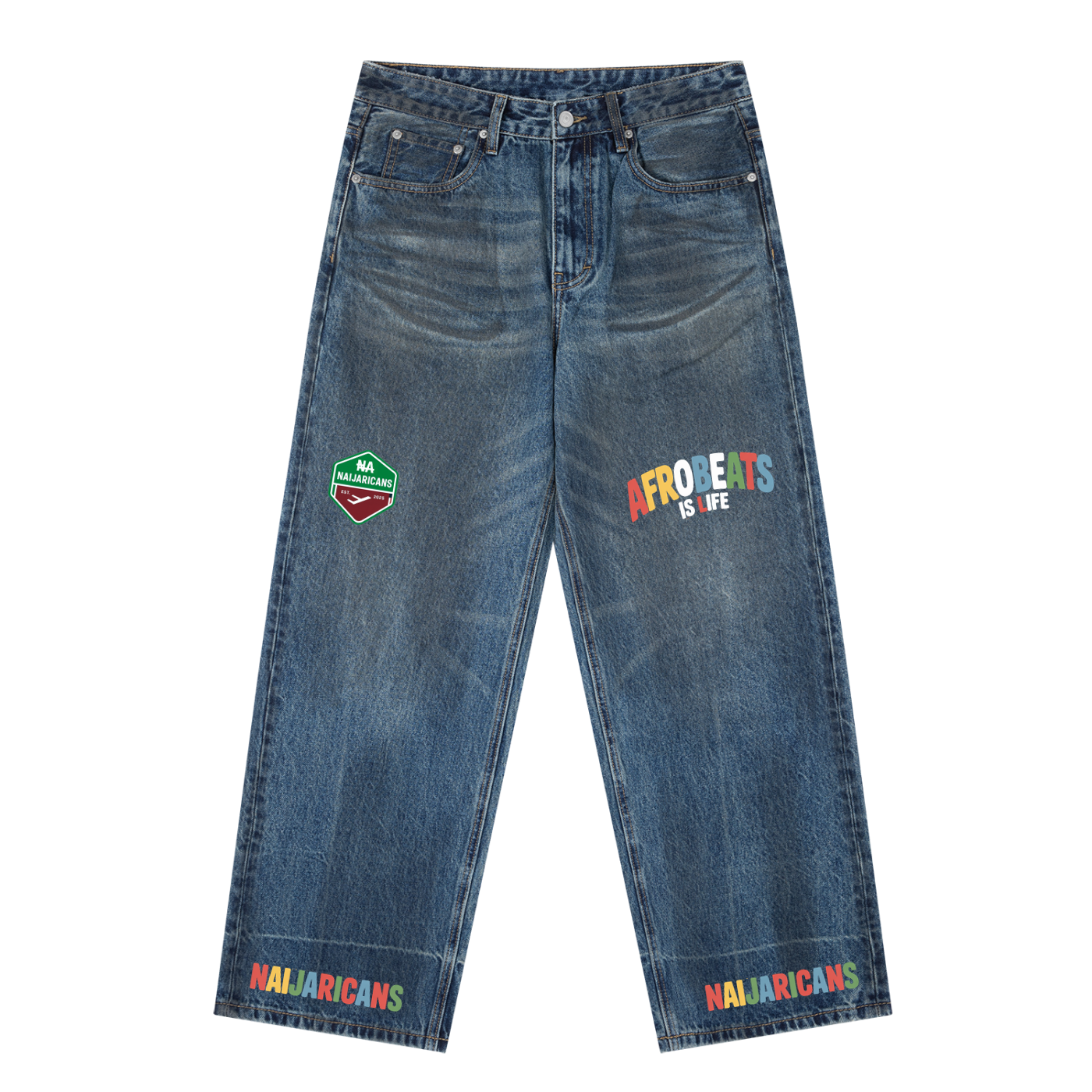 Vintage Wash Baggy Denim Jeans