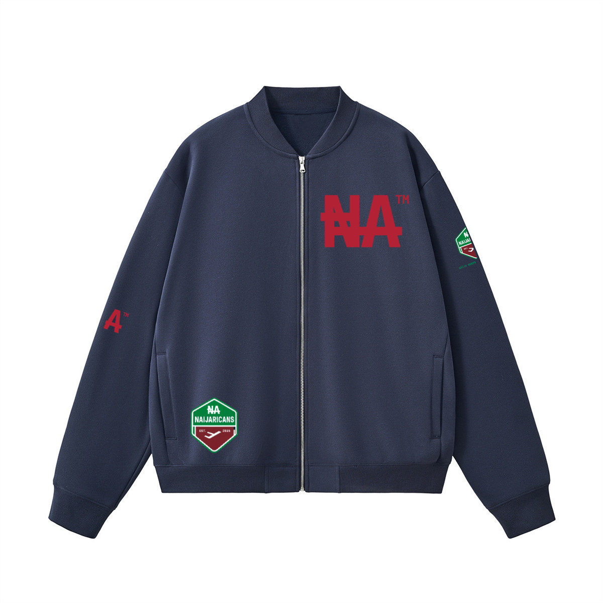 Unisex Fleece Zip-Up Baseball "NA" Jacket