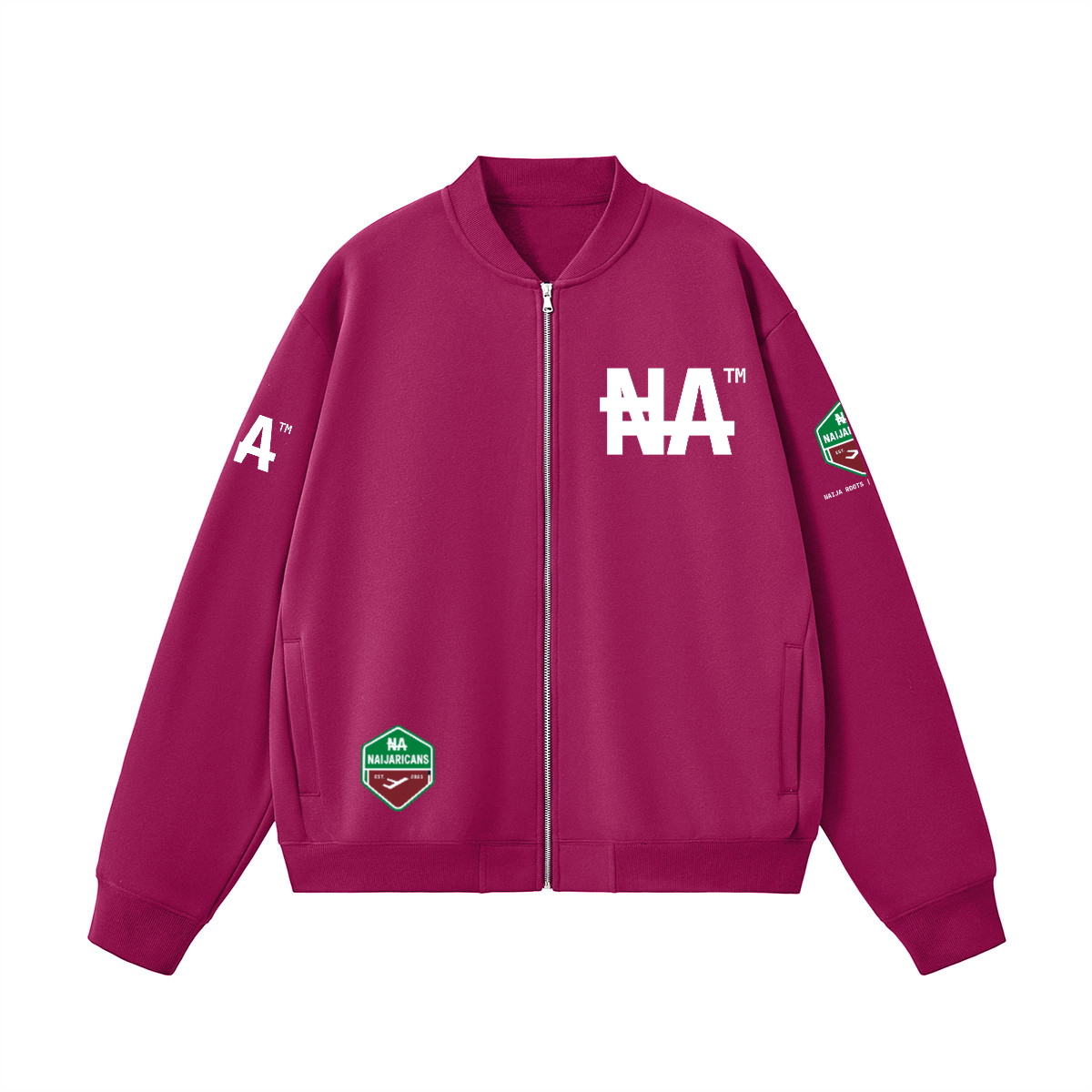 Unisex Fleece Zip-Up Baseball "NA" Jacket