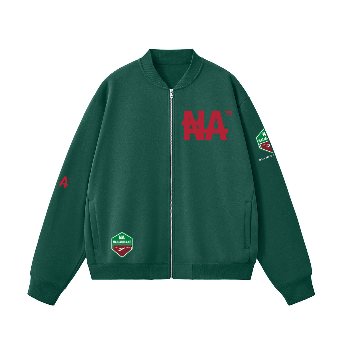 Unisex Fleece Zip-Up Baseball "NA" Jacket