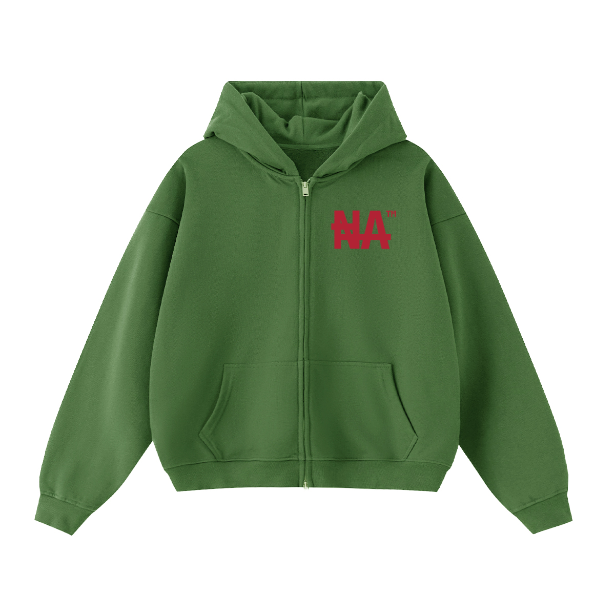 Unisex Cropped Oversized Zip-up "NA" Hoodie