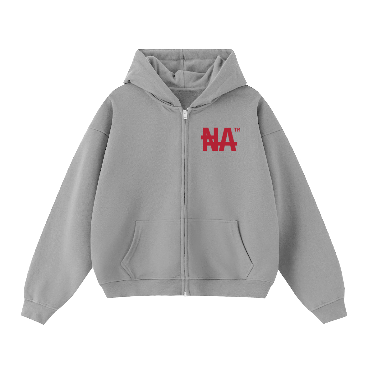 Unisex Cropped Oversized Zip-up "NA" Hoodie