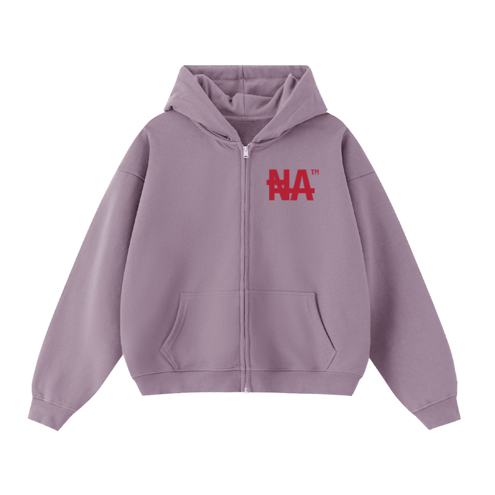 Unisex Cropped Oversized Zip-up "NA" Hoodie