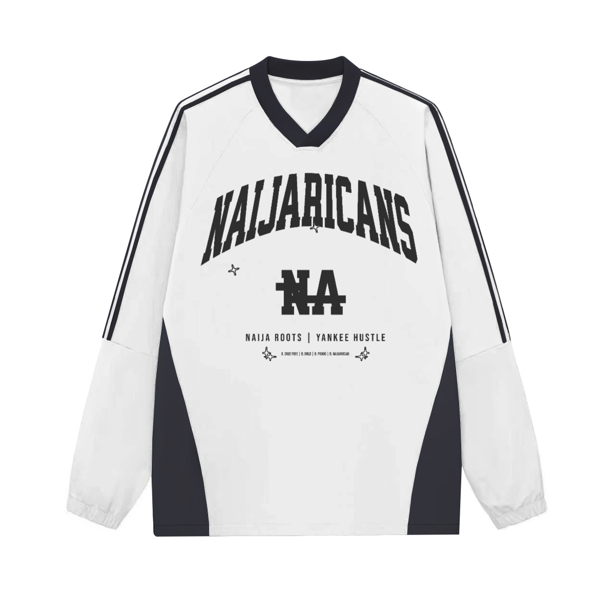 Colorblock V-neck "Naijaricans-1960" Long Sleeve Shirt