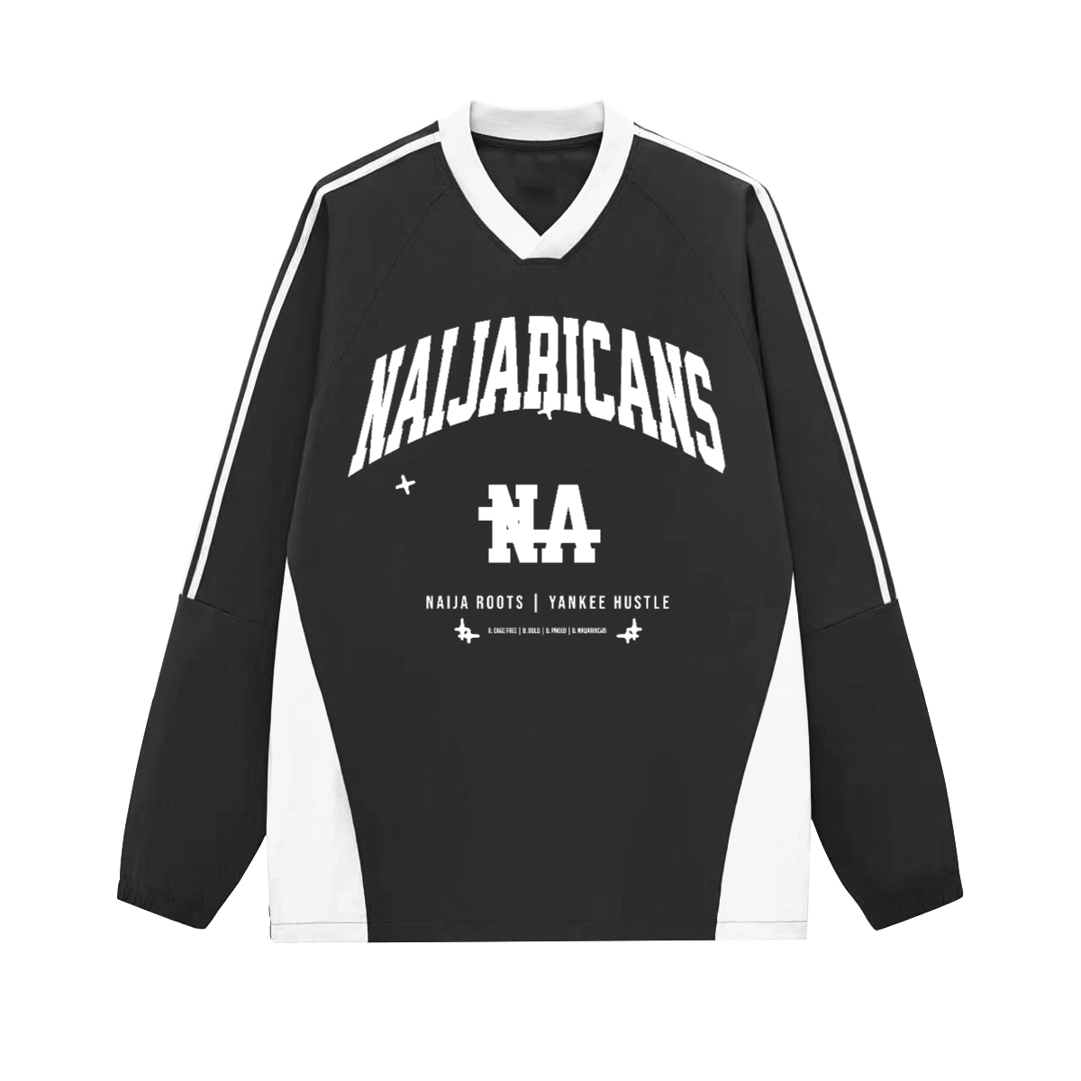 Colorblock V-neck "Naijaricans-1960" Long Sleeve Shirt