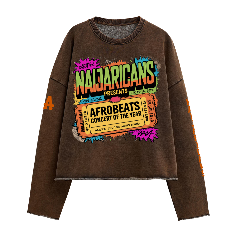 Unisex Washed Cropped "Afrobeats Concert" Sweatshirt