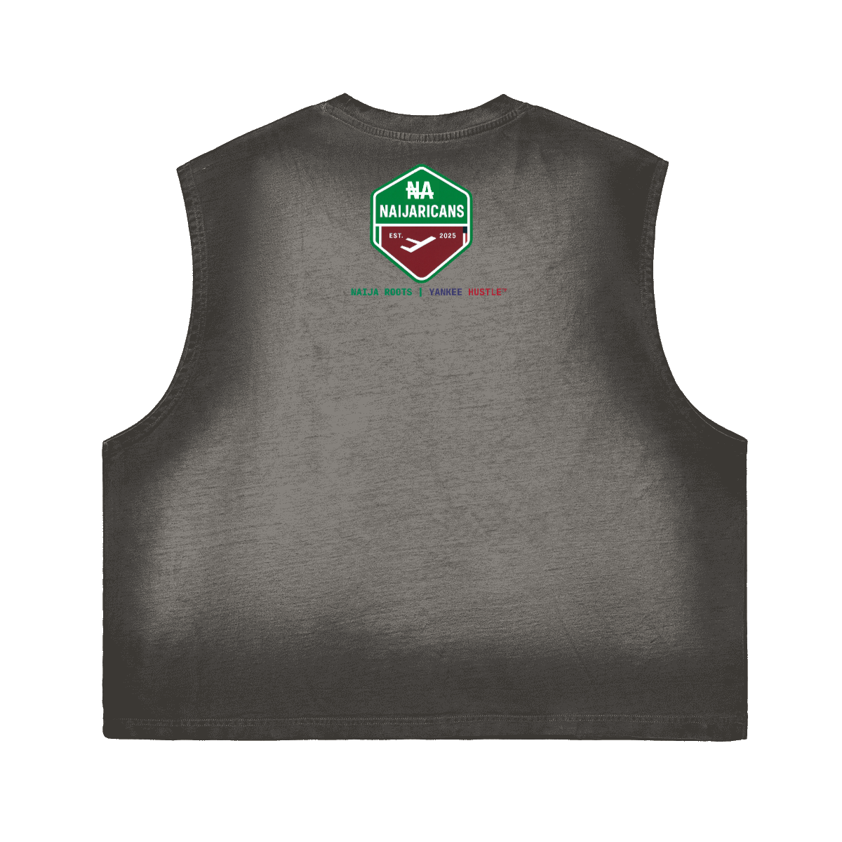 Unisex Cropped Boxy Washed Gradient Pure Cotton "Afrobeats is Life" Tank Top