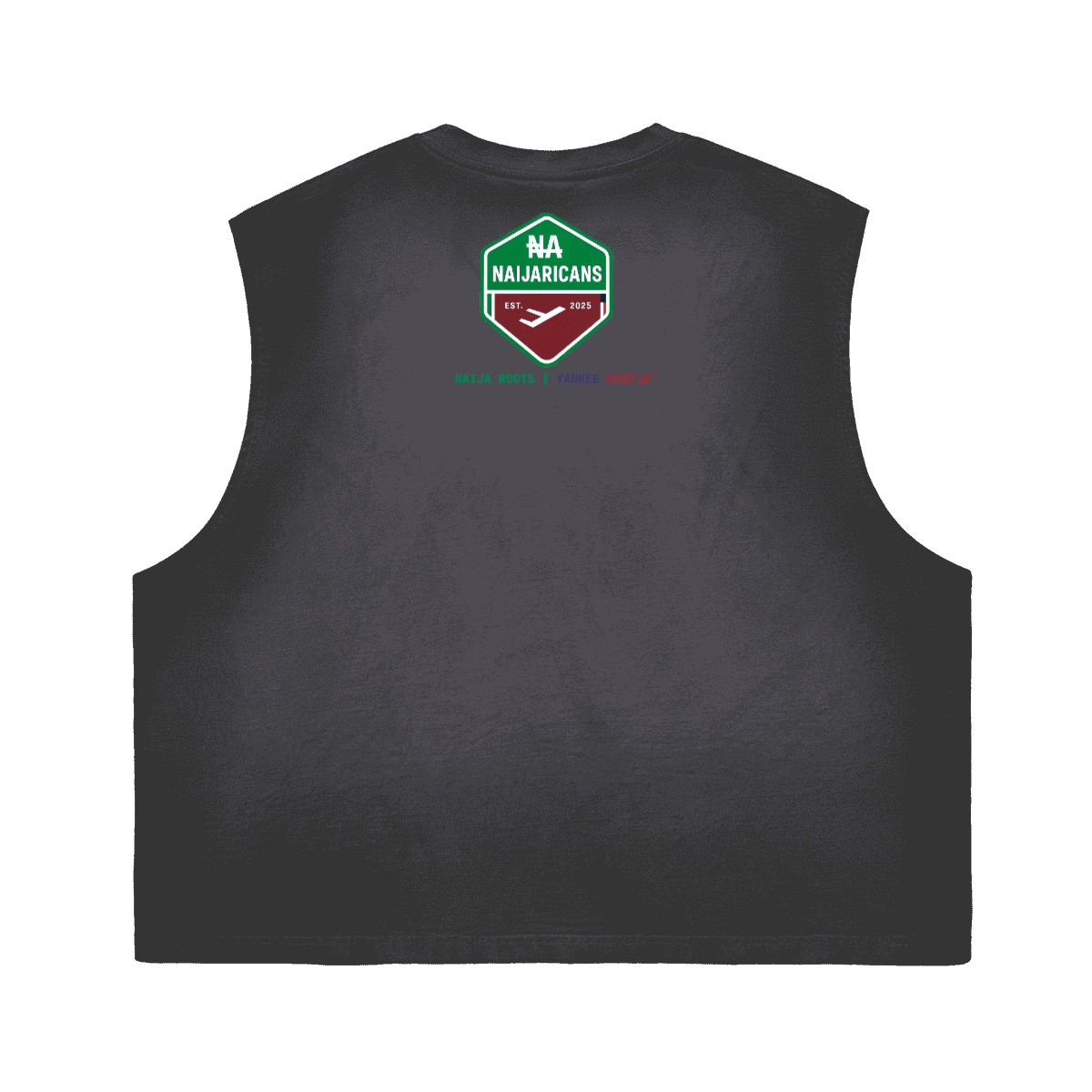 Unisex Cropped Boxy Washed Gradient Pure Cotton "Afrobeats is Life" Tank Top