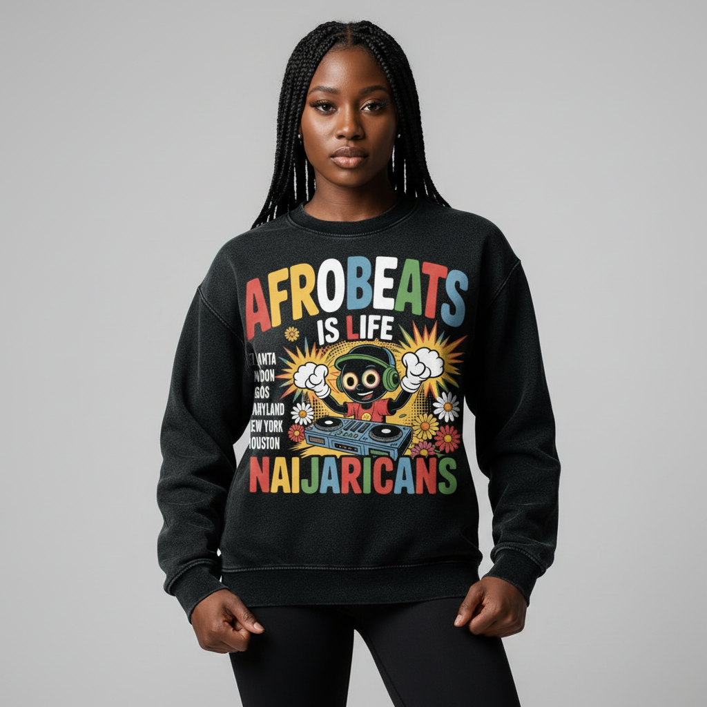 Unisex Super Heavyweight Oversized "Afrobeats is Life" Faded Sweatshirt