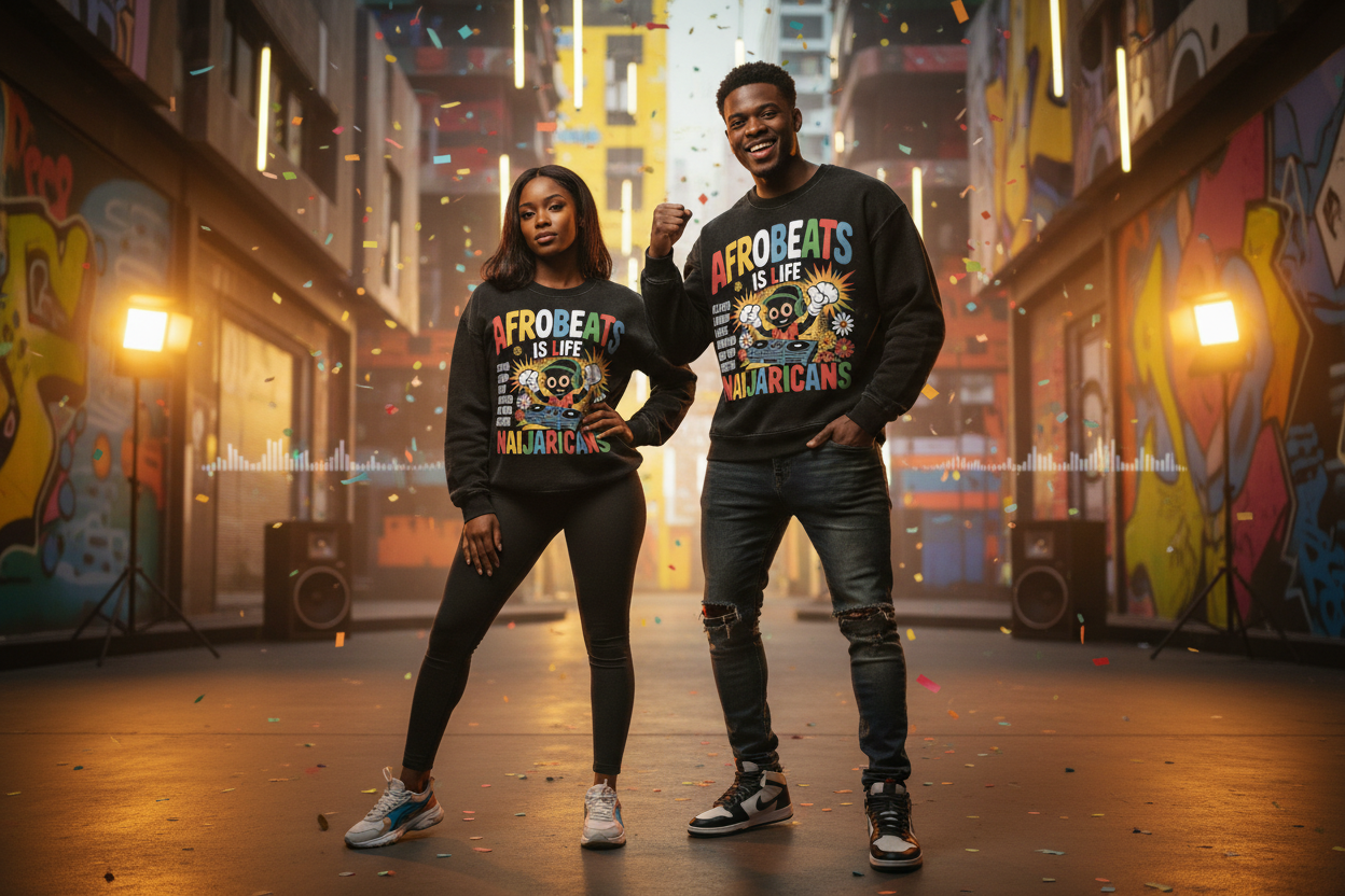 Unisex Super Heavyweight Oversized "Afrobeats is Life" Faded Sweatshirt