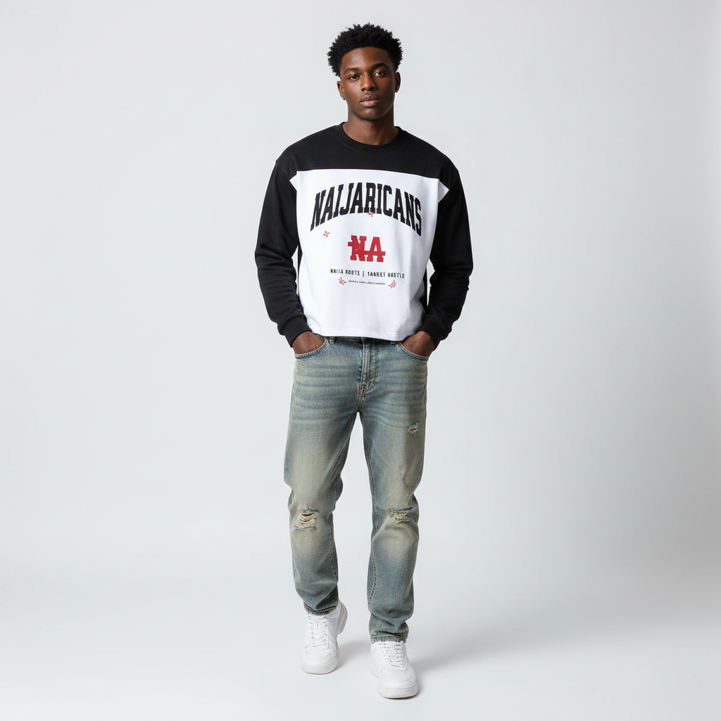 Sun Fade Color-Block "Naijarican-NA" Jersey T-Shirt