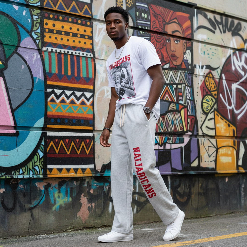 Contrast-Stitched 'Naijaricans' Fleece Sweatpants