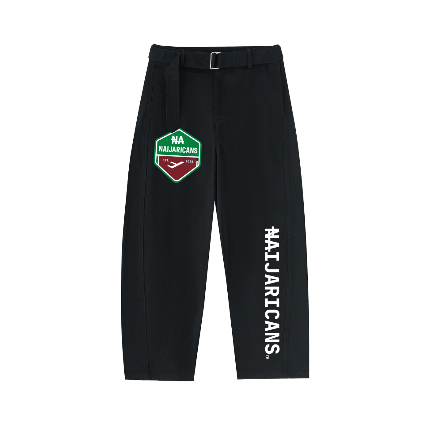 Belted Barrel-leg Chino Pants