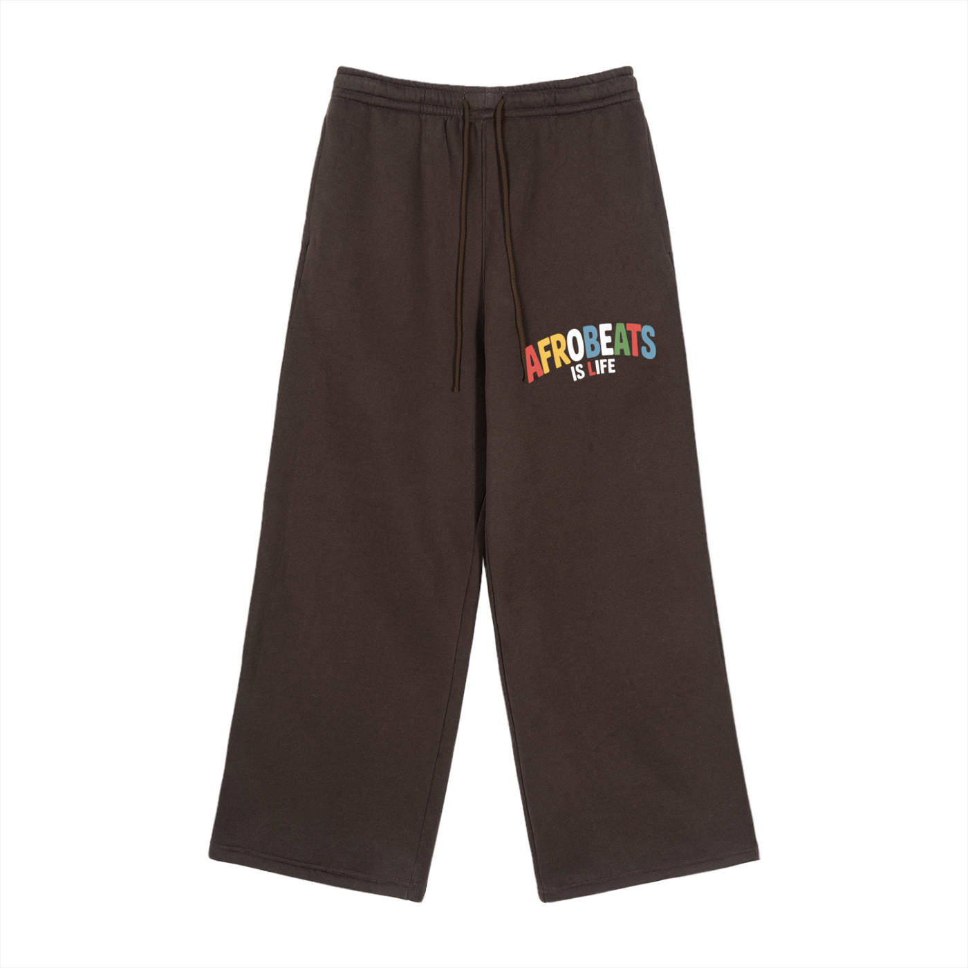 Fleece Drawstring Straight-Leg "Afrobeats is Life" Sweatpants