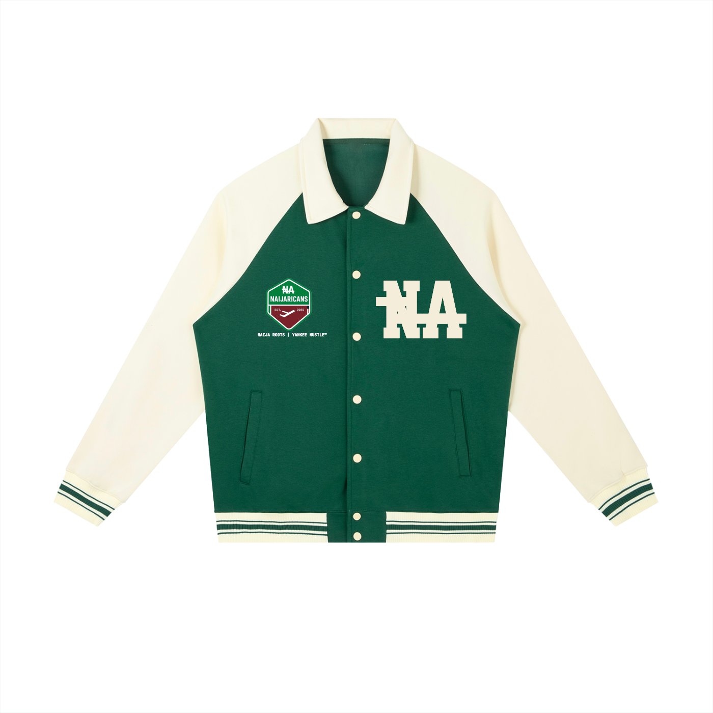 Contrast Raglan Sleeve "Naija Indie - 1960" Baseball Jacket