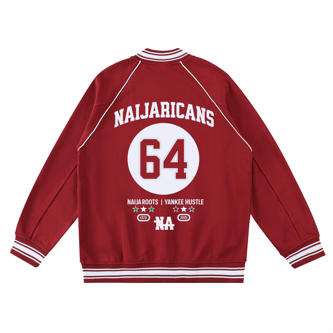 Contrast Trim Raglan Varsity "64" Jacket
