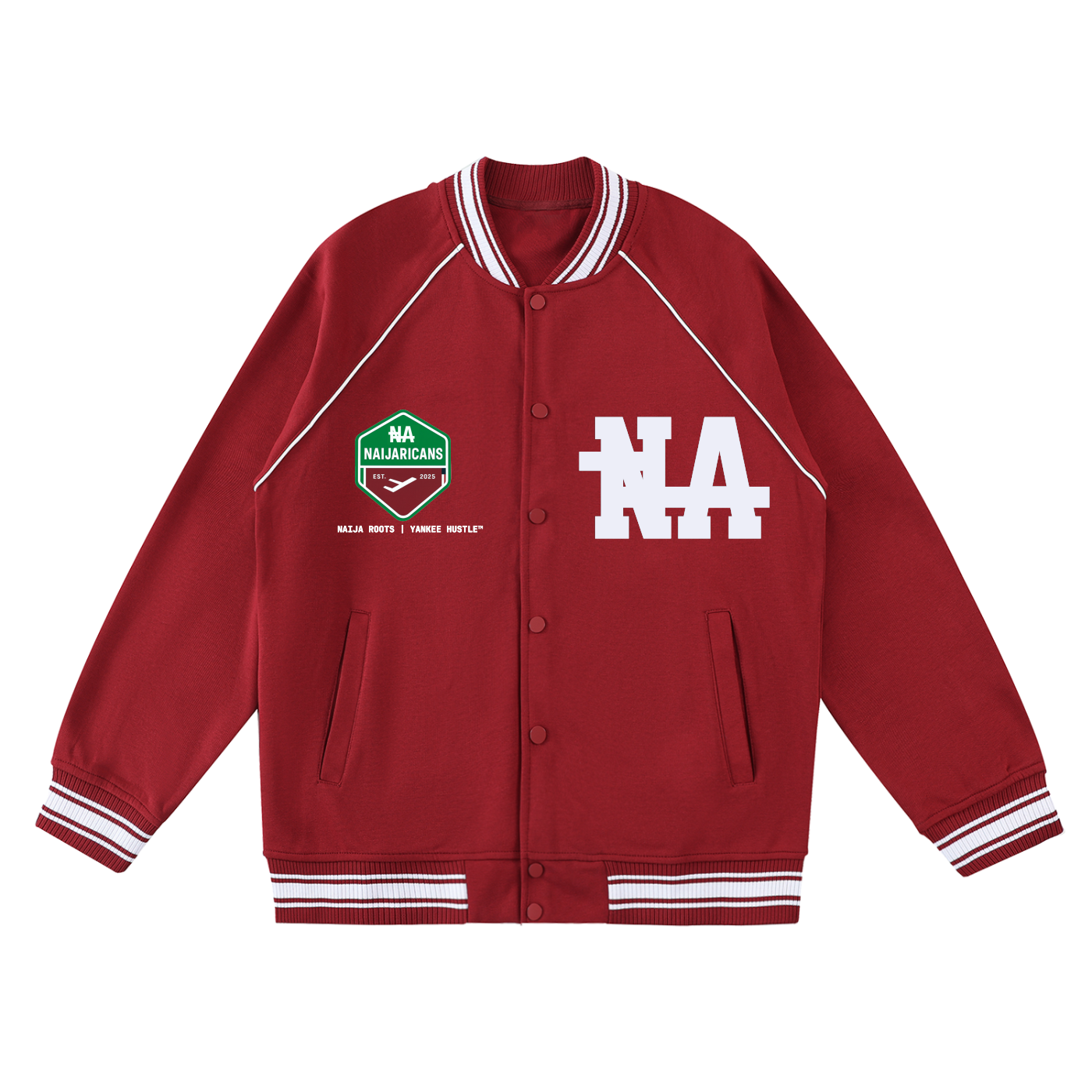 Contrast Trim Raglan Varsity "64" Jacket