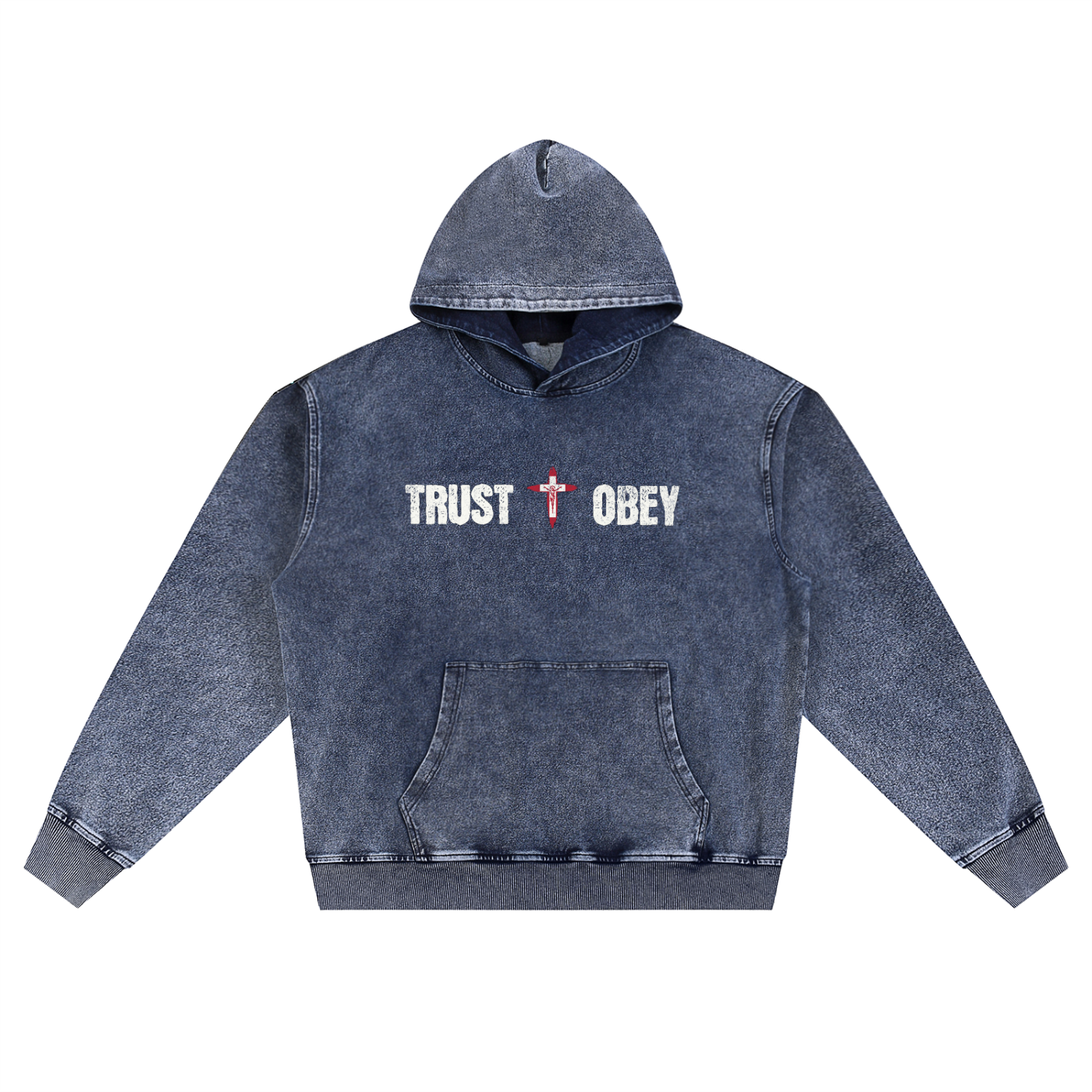 Snow Wash Oversized "Trust + Obey" Hoodie