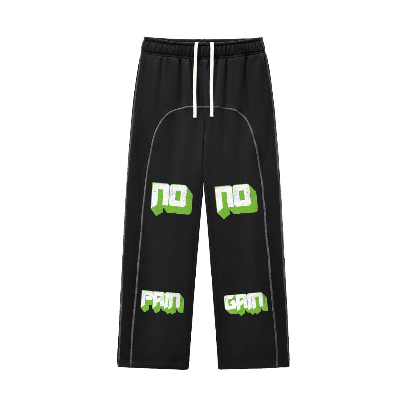 Contrast-Stitched Fleece 'No Pain/No Gain' Sweatpants