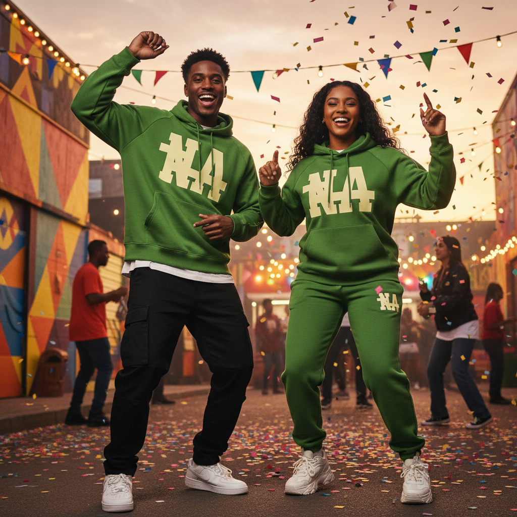 Contrast Piping Raglan "NA" Hoodie