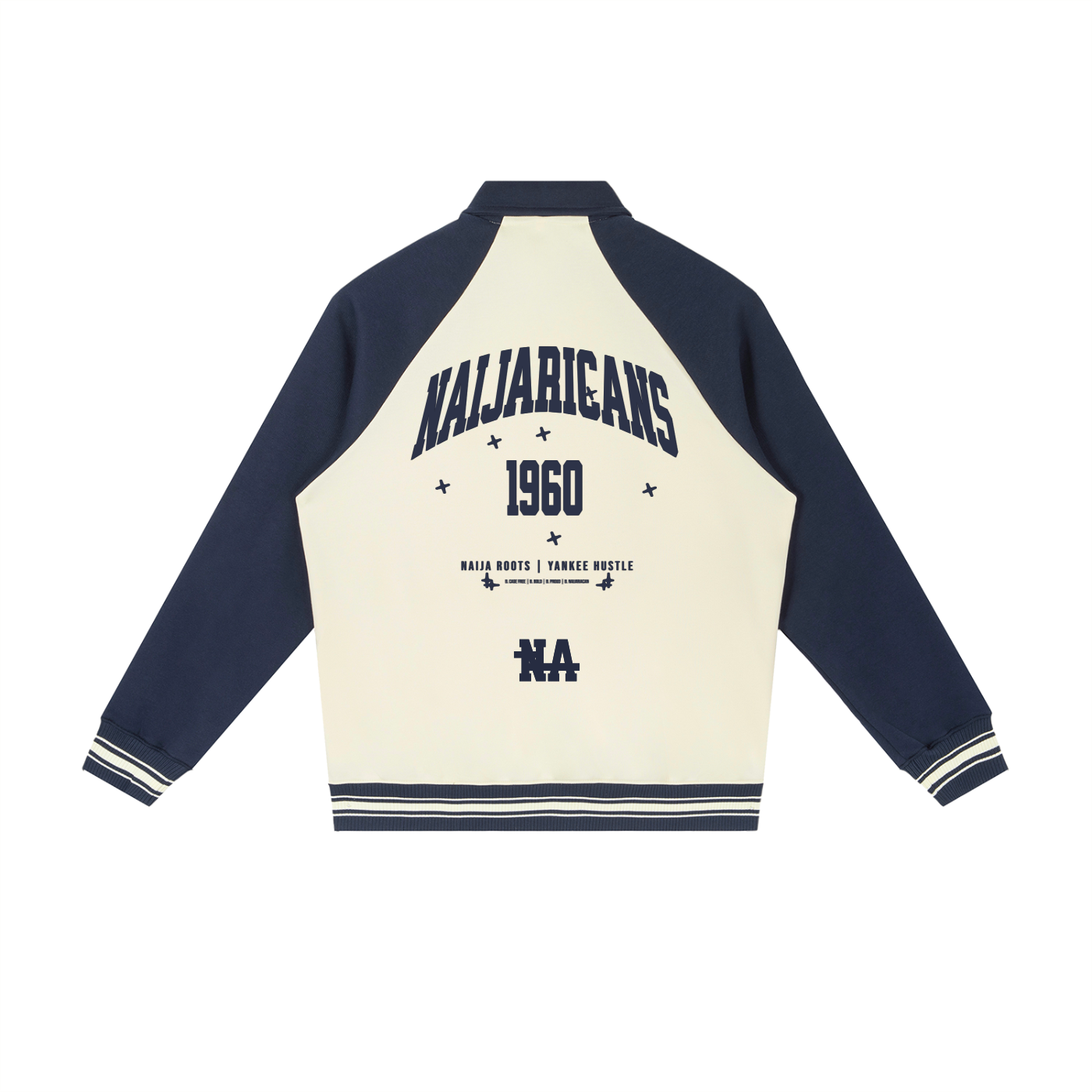 Contrast Raglan Sleeve "1960" Baseball Jacket