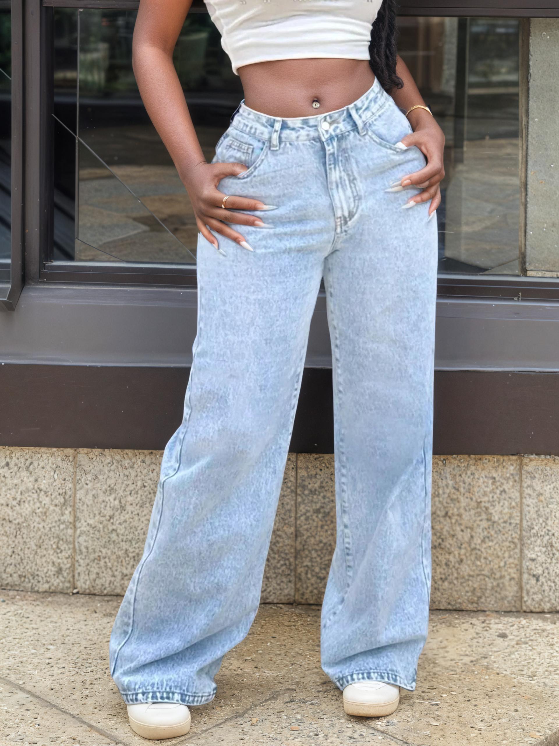 High-Waisted Wide Leg Jeans
