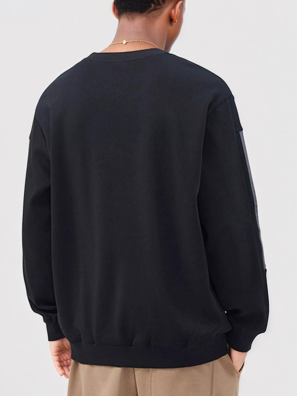 Men's Plus Size Casual Striped Sleeve Sweatshirt