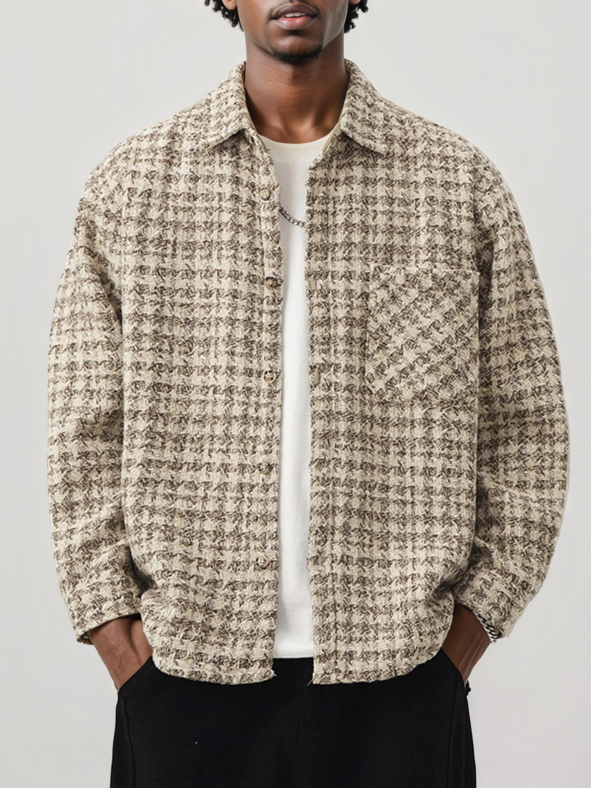 Men's Plus Size Button Up Long Sleeve Jacket