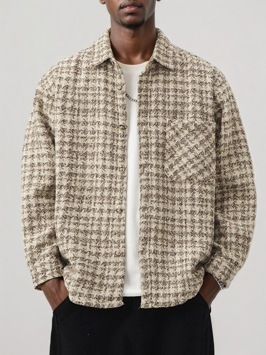 Men's Plus Size Button Up Long Sleeve Jacket