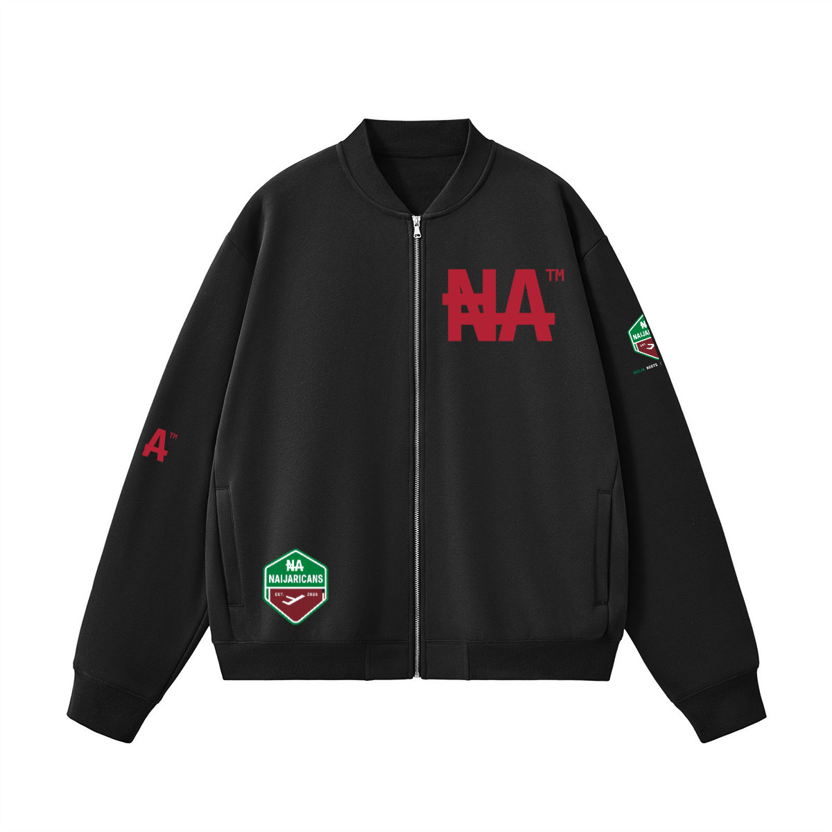 Unisex Fleece Zip-Up Baseball "NA" Jacket