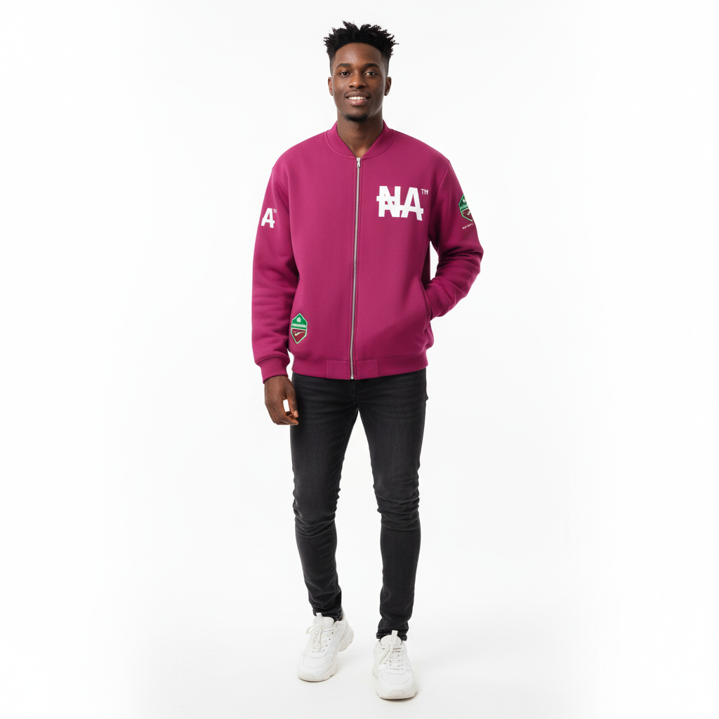 Unisex Fleece Zip-Up Baseball "NA" Jacket