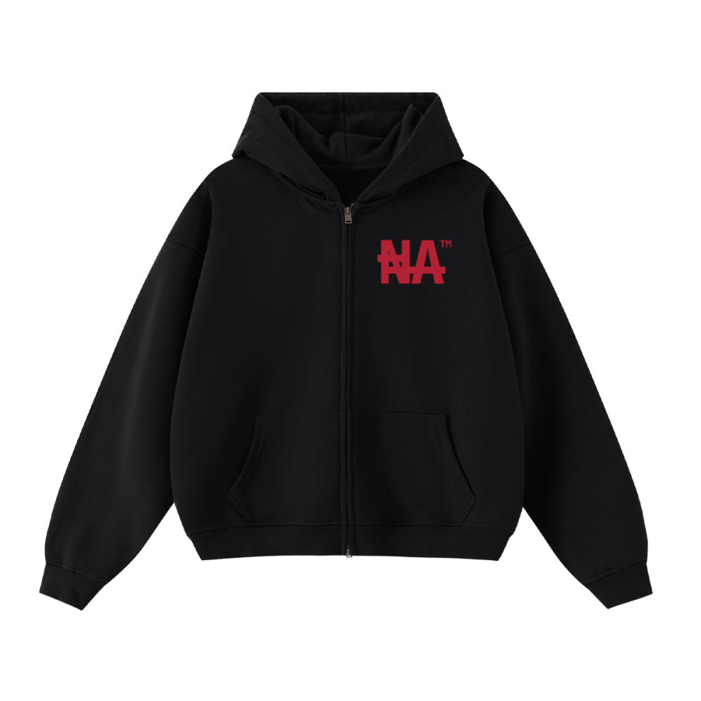 Unisex Cropped Oversized Zip-up "NA" Hoodie