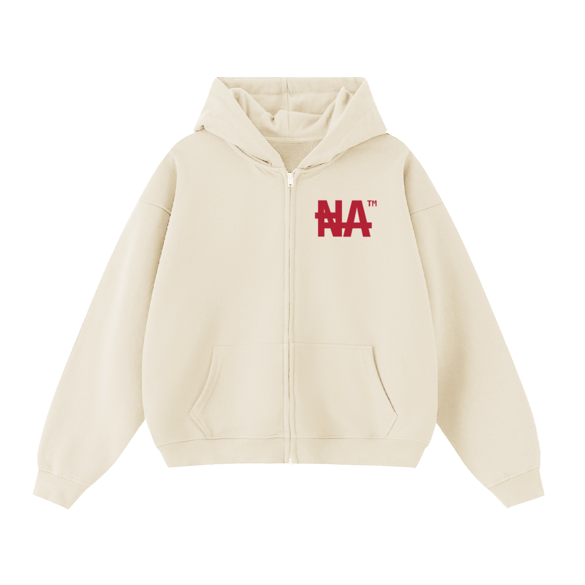 Unisex Cropped Oversized Zip-up "NA" Hoodie