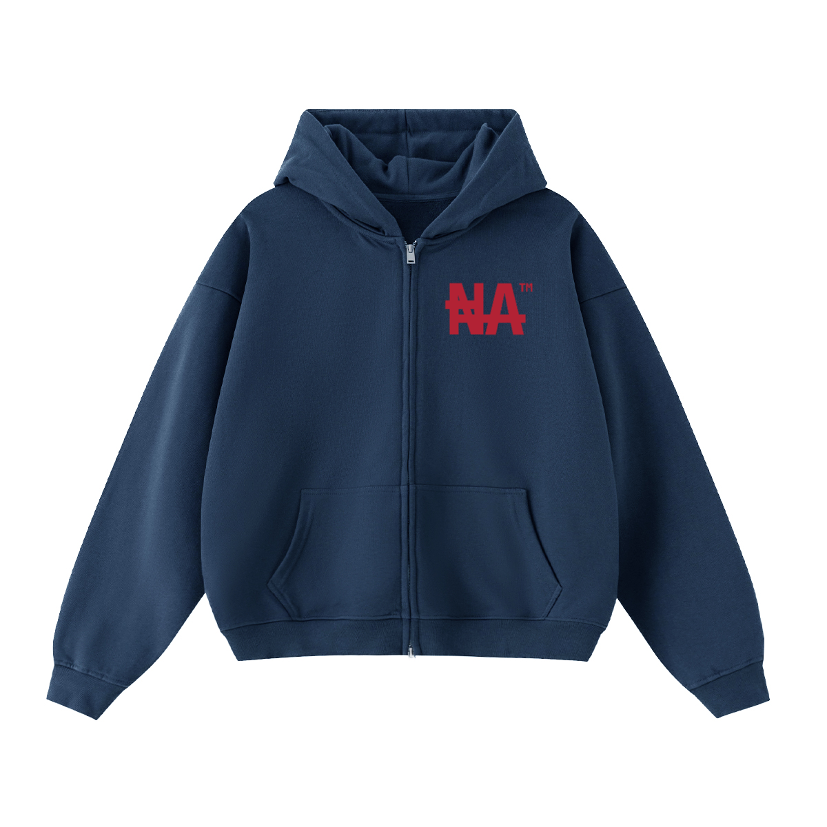 Unisex Cropped Oversized Zip-up "NA" Hoodie